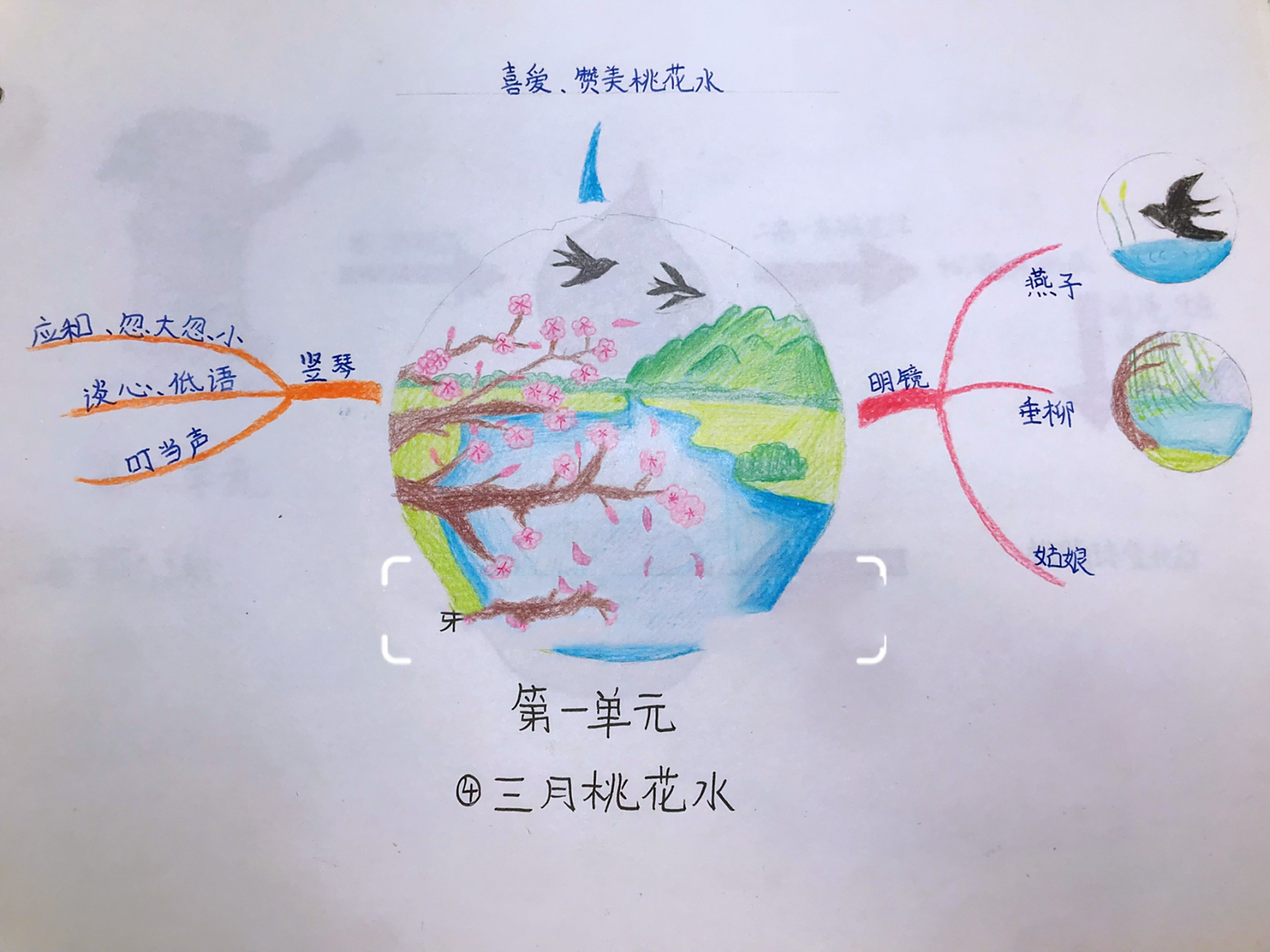 四年级语文《三月桃花水》思维导图绘画