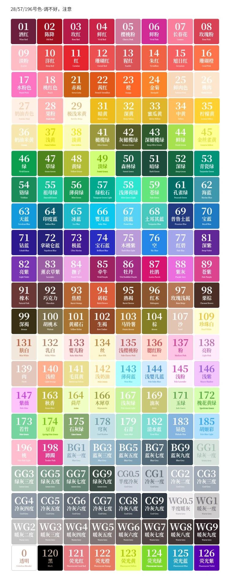 马克笔色号