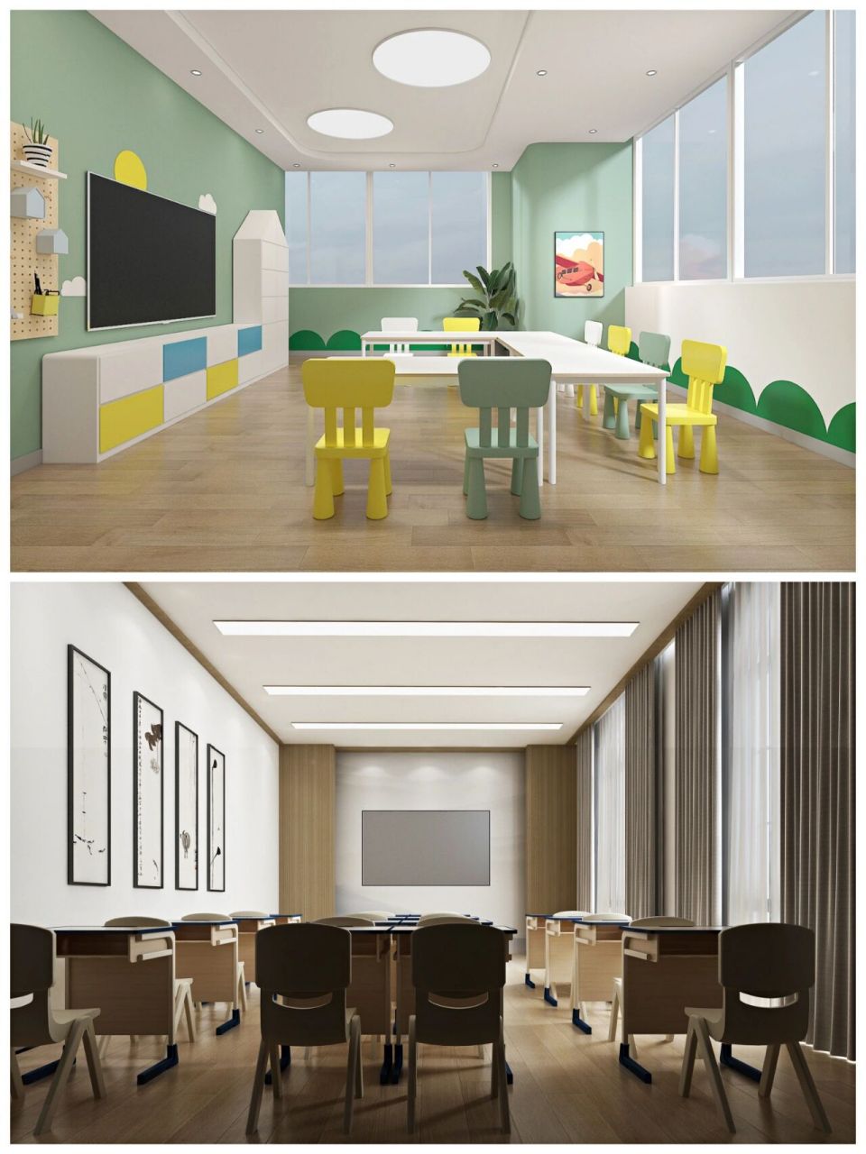 美术培训学校绘本馆培训机构设计效果图 与业主是相识了十几年的大学
