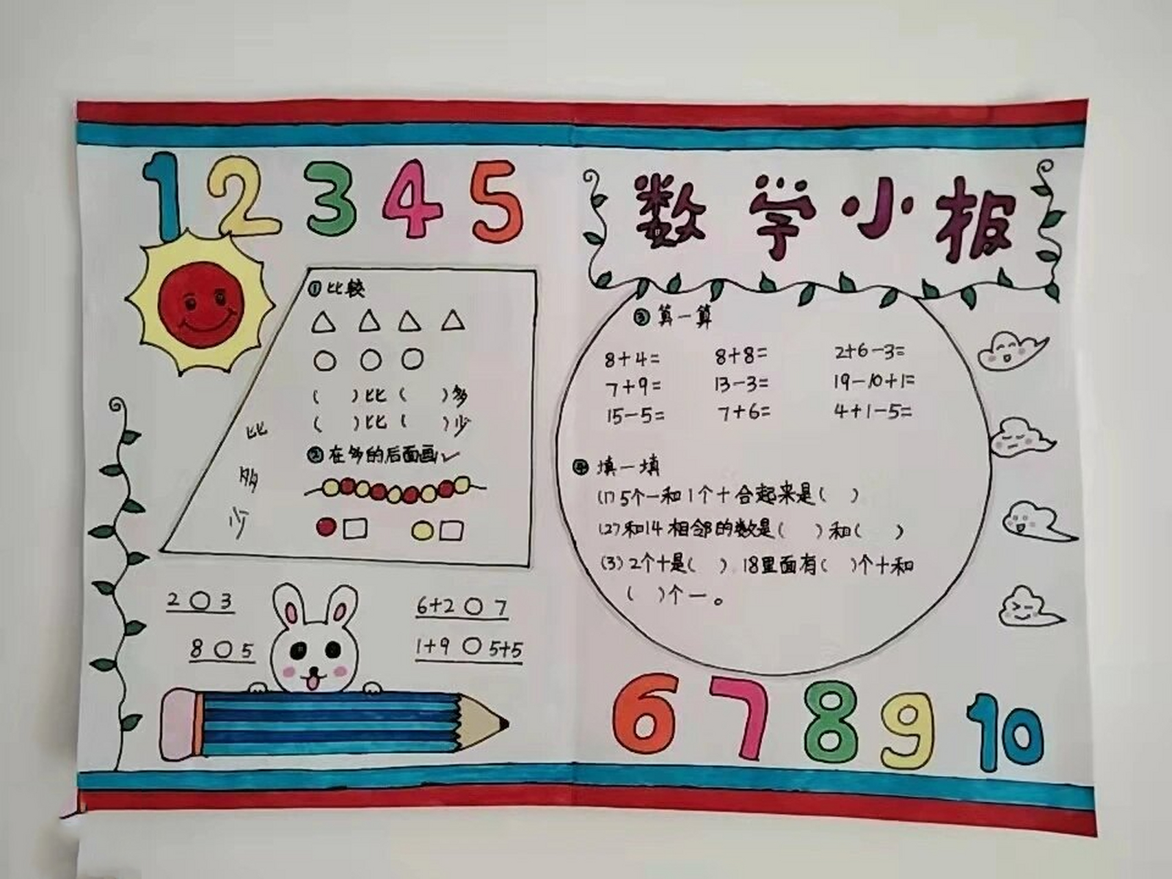 一年级数学园地手抄报图片