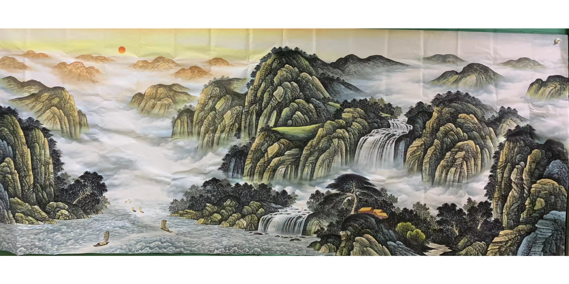 国画山水画小八尺山水聚宝盆 财源滚滚