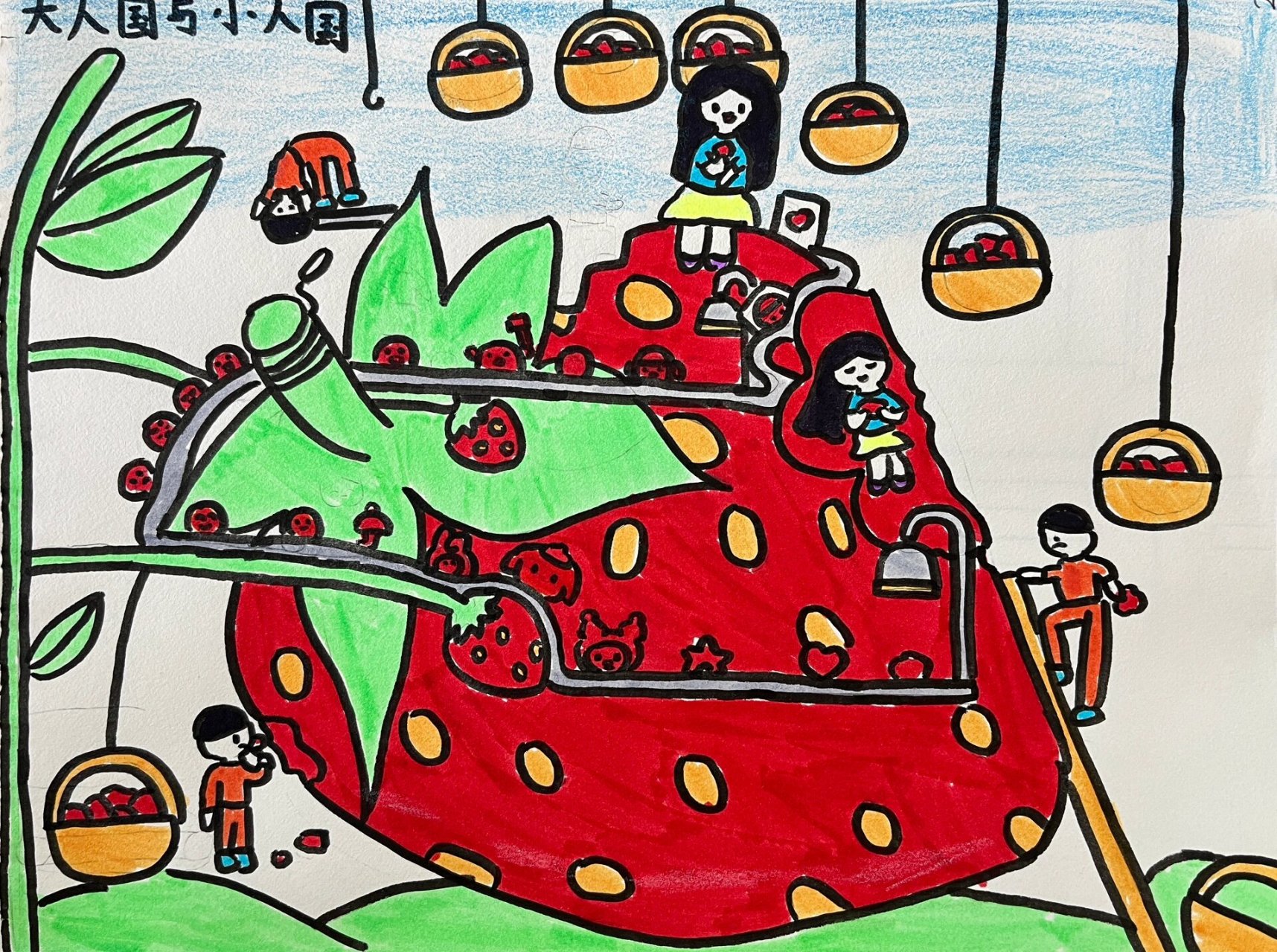 三年级上册 大人国与小人国 分享一些学生的课堂作业,孩子们画的画真