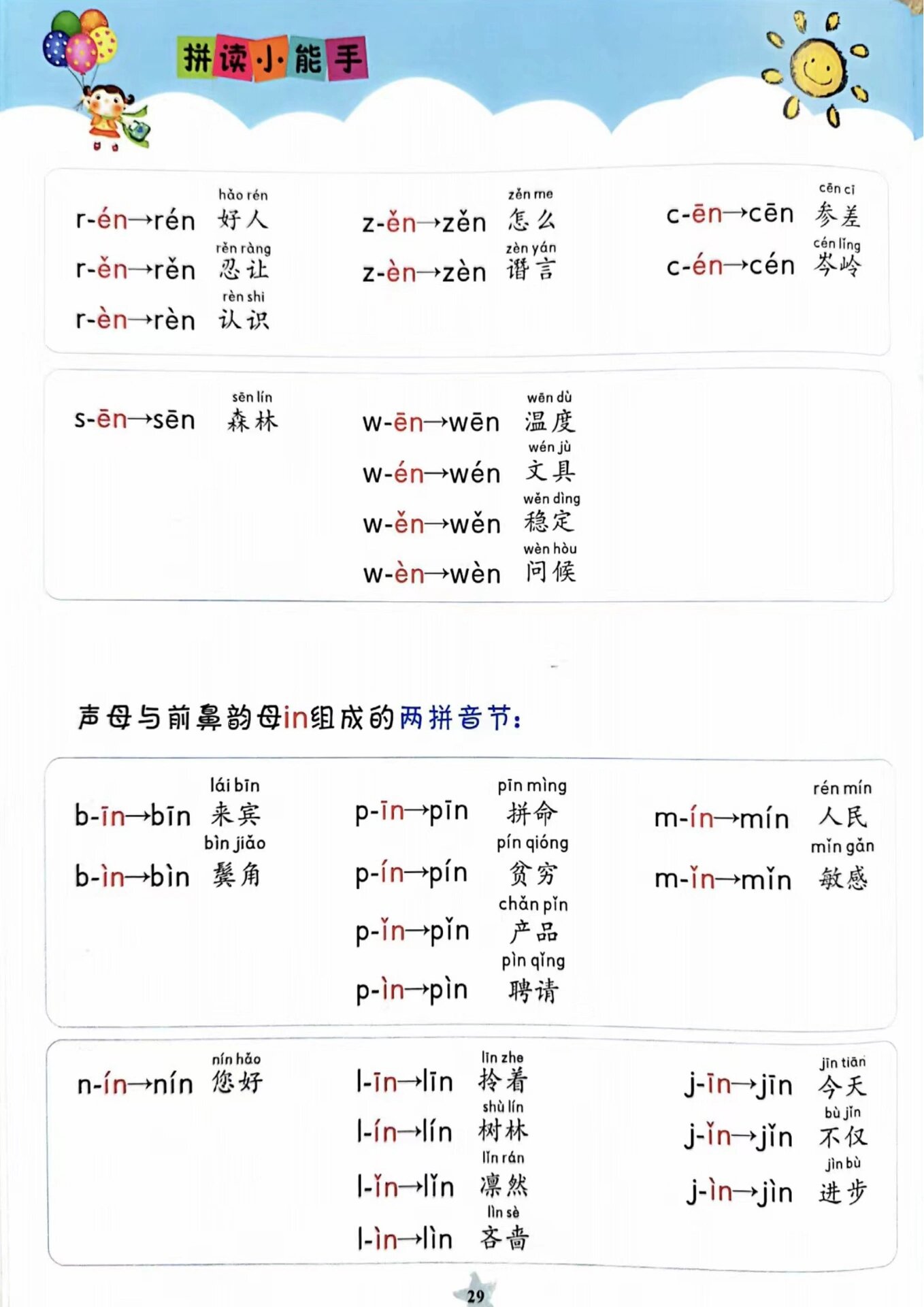 前鼻韵母in的教案图片