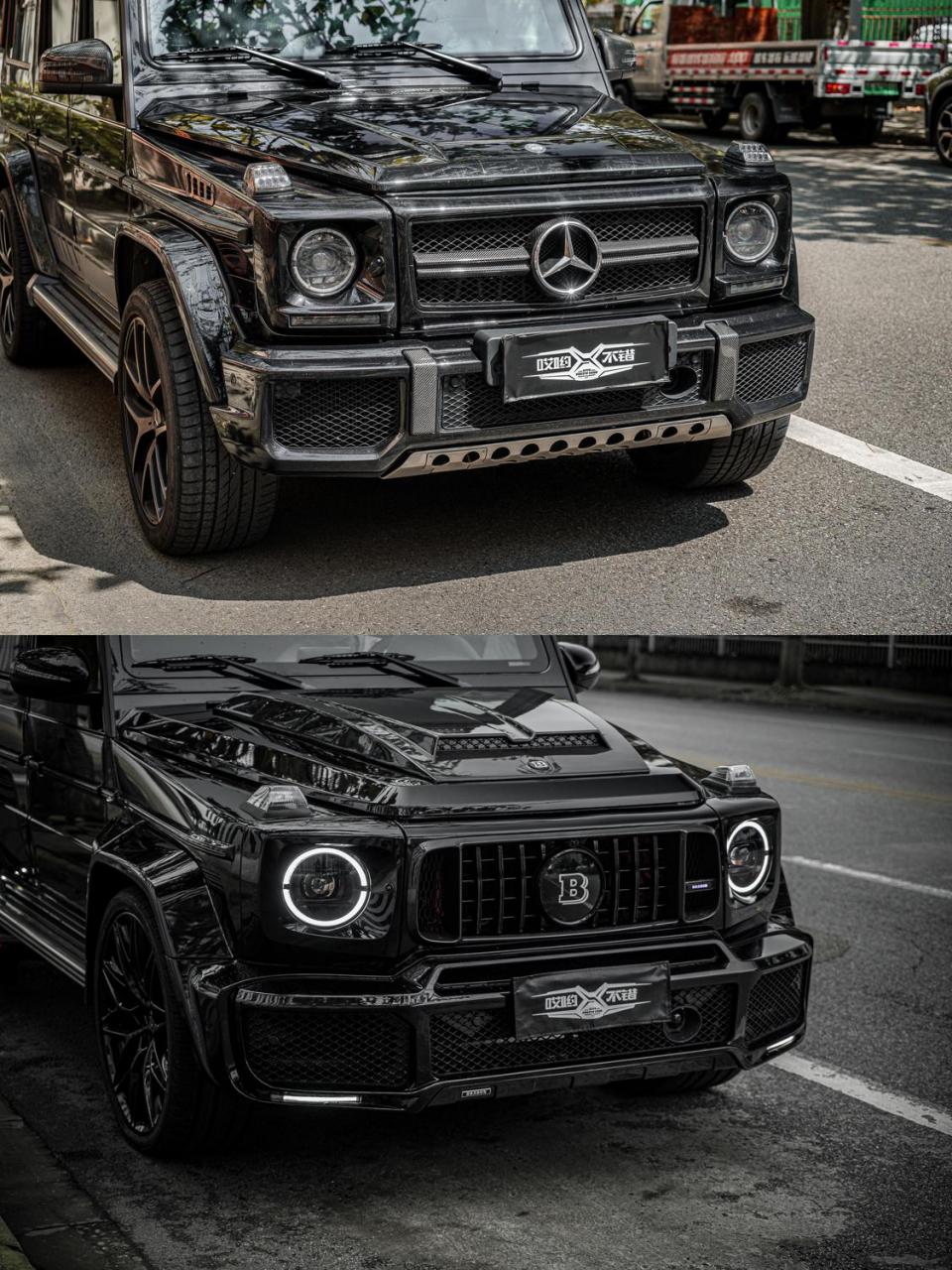 奔驰g级升级案例 g900巴博斯包围 23寸轮毂her 23寸轮胎(嘉仕途) 碳