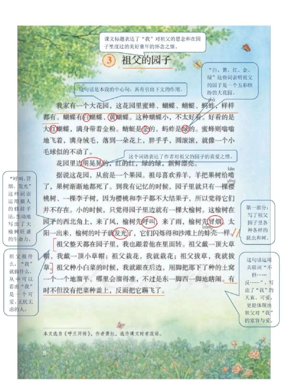 五下第3课《祖父的园子》课堂笔记 #小学语文课堂笔记# #小学语文怎么