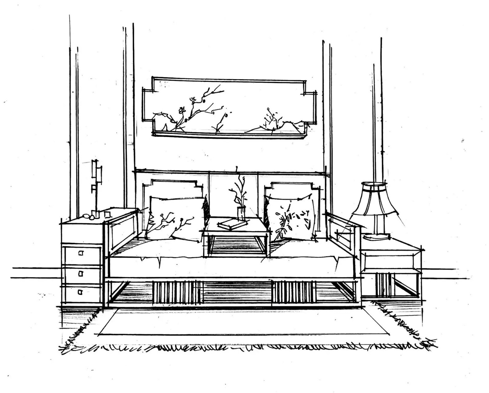 一组中式家具小组合手绘 中式传统元素来啦