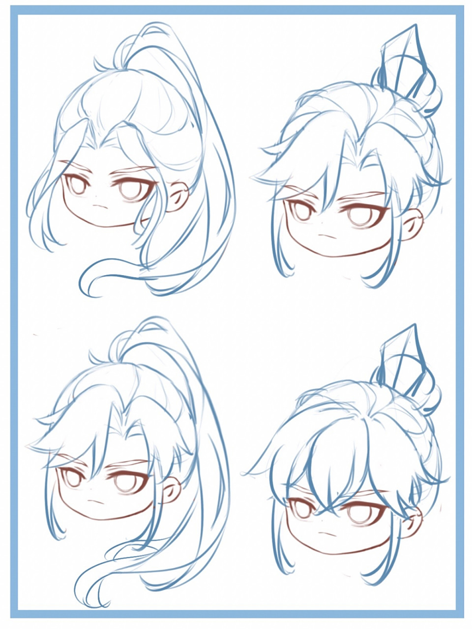 超绝的q版古风男生发型画法 有手就行 和大家分享一些古风男生发型