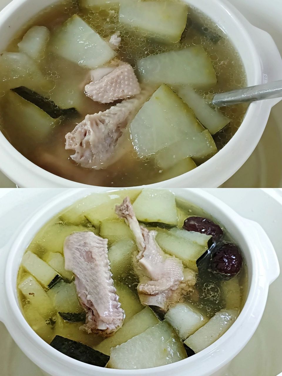 春季清热祛湿健脾靓汤——冬瓜薏米老鸭汤 材料:老鸭半边,冬瓜750克