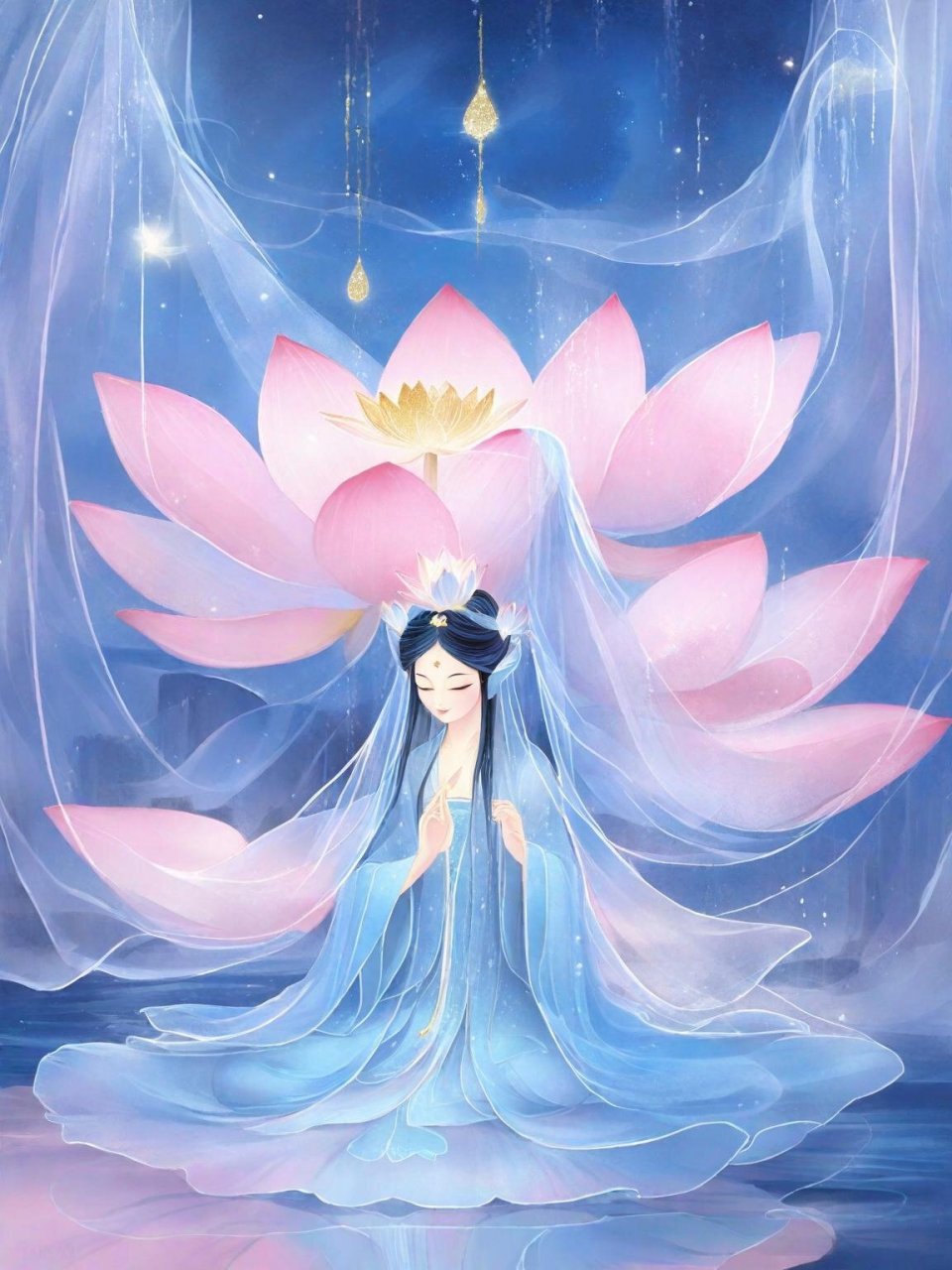 国韵古风丨禅意荷花丨请礼貌取图 禅意荷花,寂静中开放, 莲叶浩渺