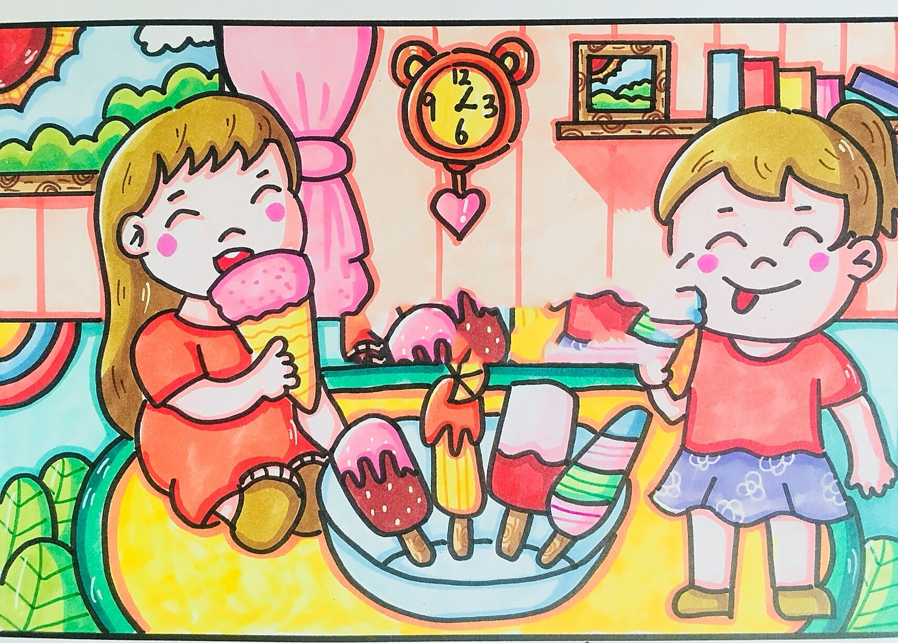 儿童画-293.快乐暑假/夏日的凉爽