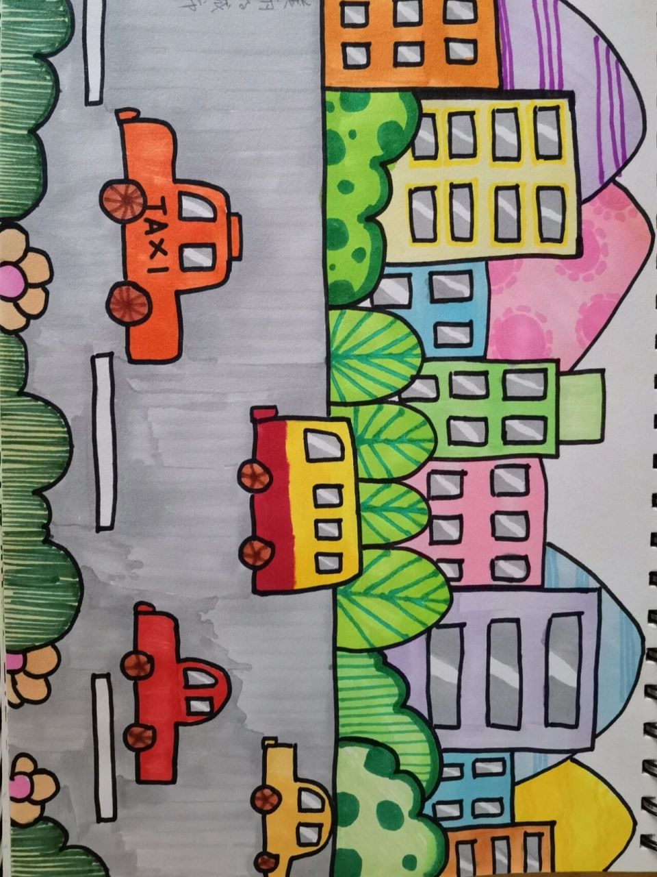 幼儿园50副主题画 可用《美丽的城市》,《马路上的车》