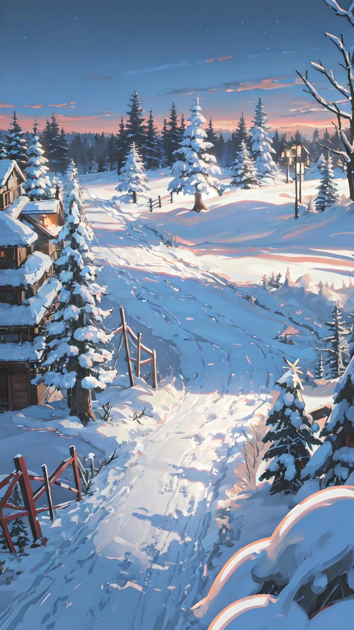 北欧冬季雪景圣诞节手机壁纸分享～ 7815后私原图