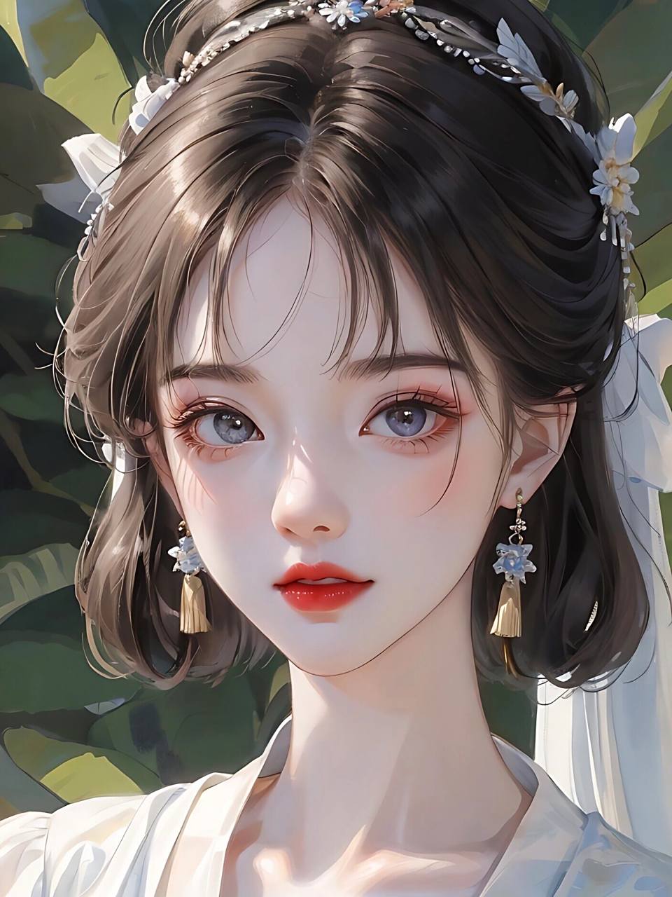 郁郁葱葱花正艳,美人如花似玉颜|女生头像