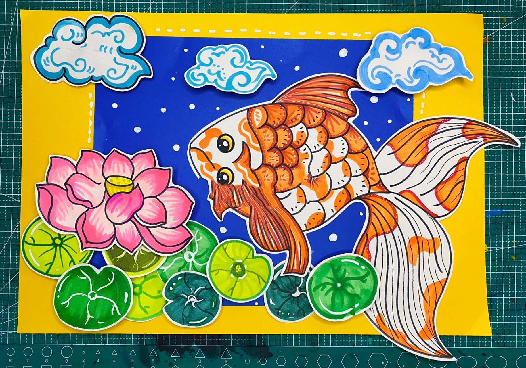 创意美术|《锦鲤》 95适合:6-8岁年龄段