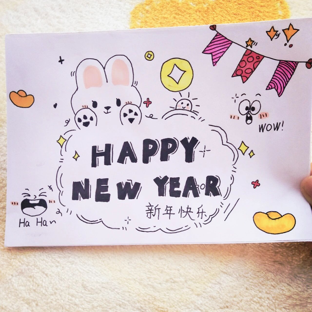 英文新年贺卡     兔年贺卡,送给母亲的!