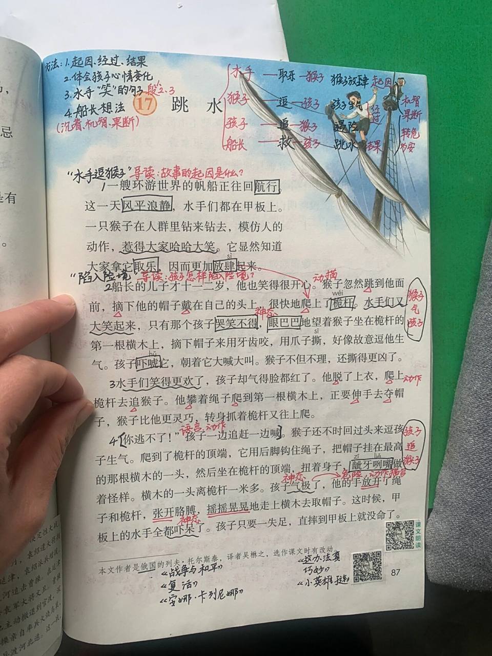 五语下 第17课 跳水课堂笔记 五年级语文下册 第六单元 第17课 跳水