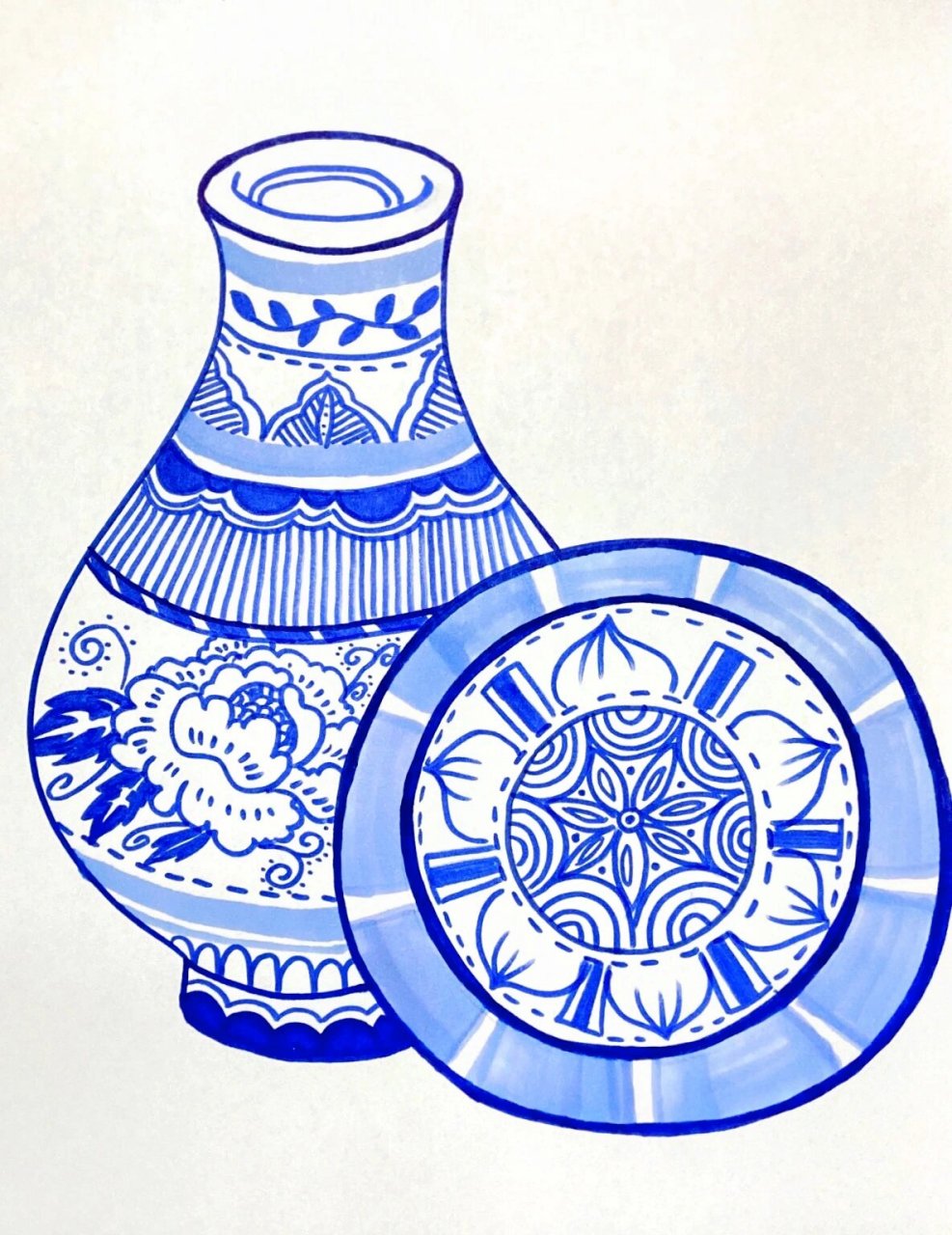 【175】儿童创意美术《青花瓷》 青花瓷,常简称青花,是中国瓷器的主流