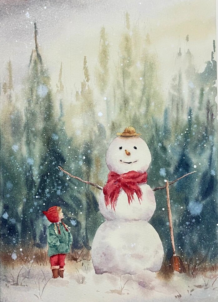 水彩画 雪人 (含步骤图) 要到圣诞季了,涂个雪人⛄️ 获多福晕染
