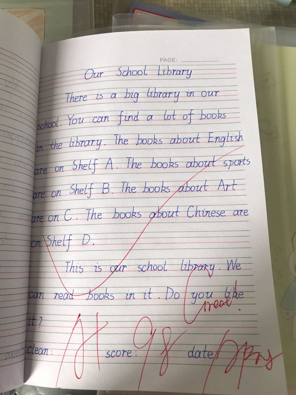 小学生英语作文,学校图书馆