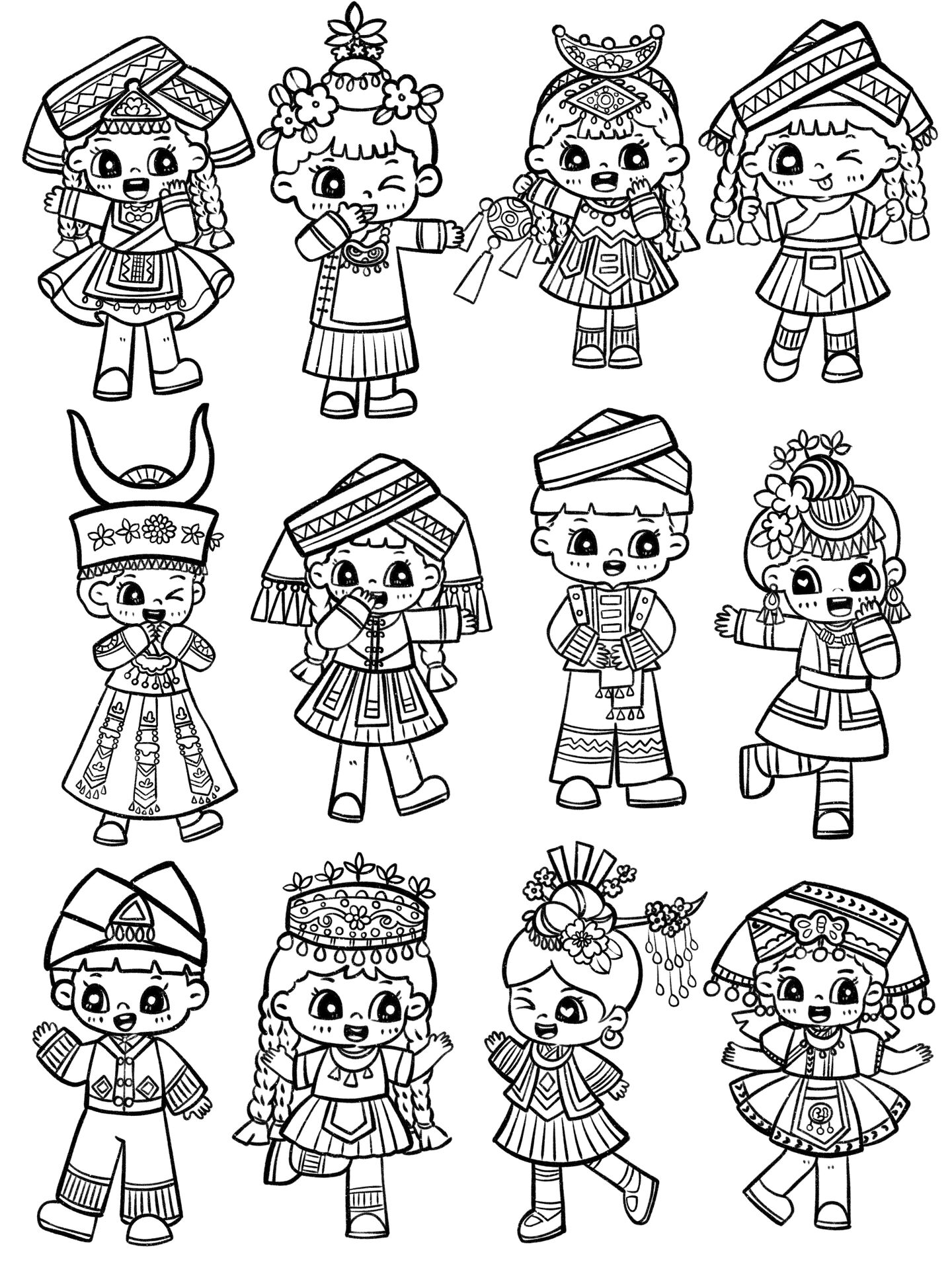 简笔画|少数民族96人物系列16