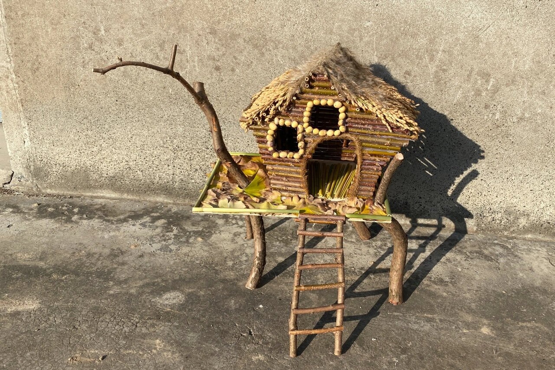 幼儿园秋创作业立体房子手工发现秋天的美丽 又是娃的幼儿园作业 用