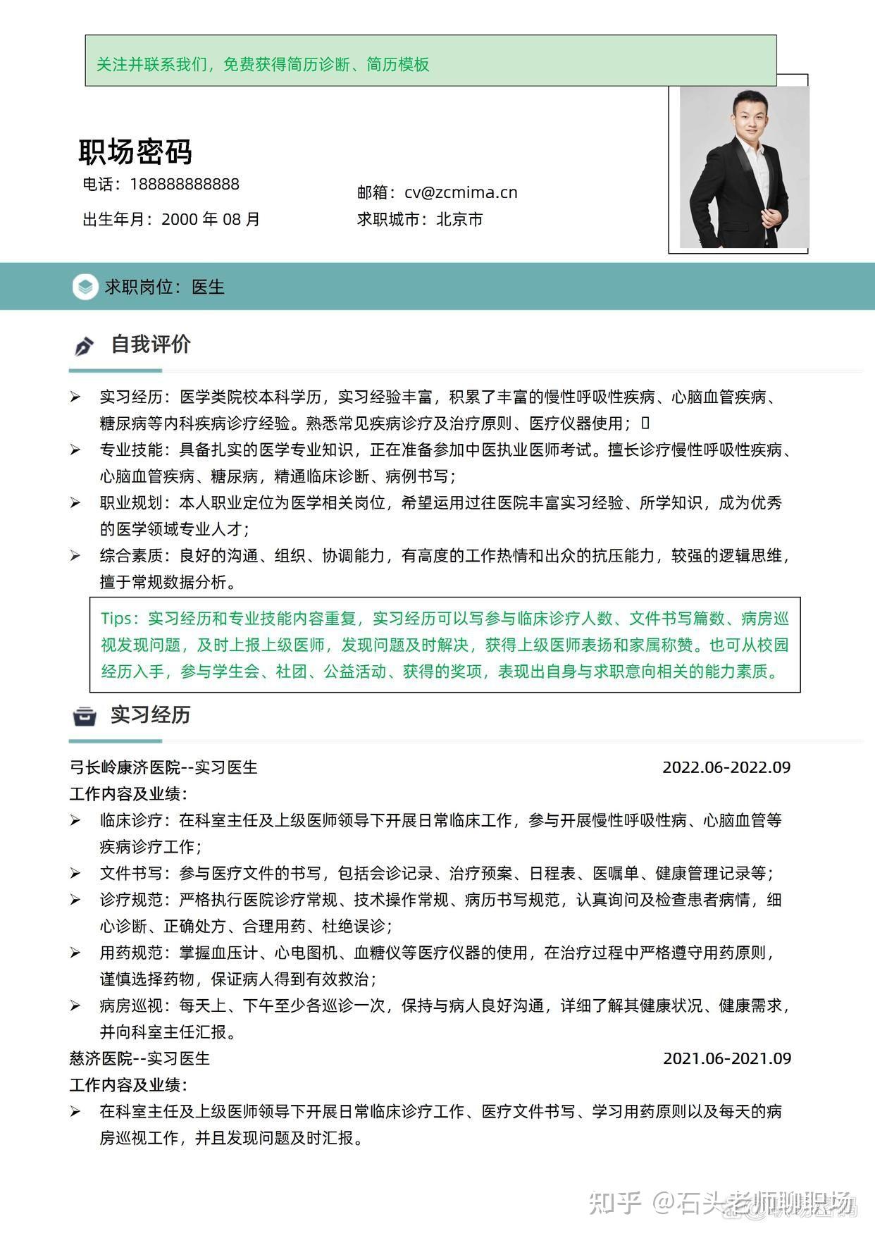 医生个人求职意向简短(医生求职个人介绍怎么说)