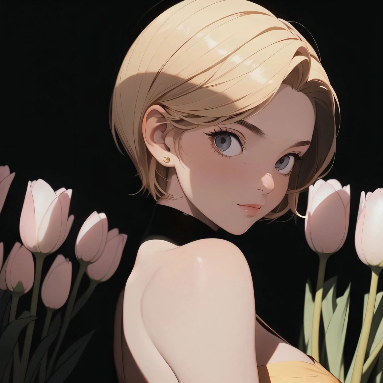 旧漫头像|金色短发气质小姐姐和93郁金香