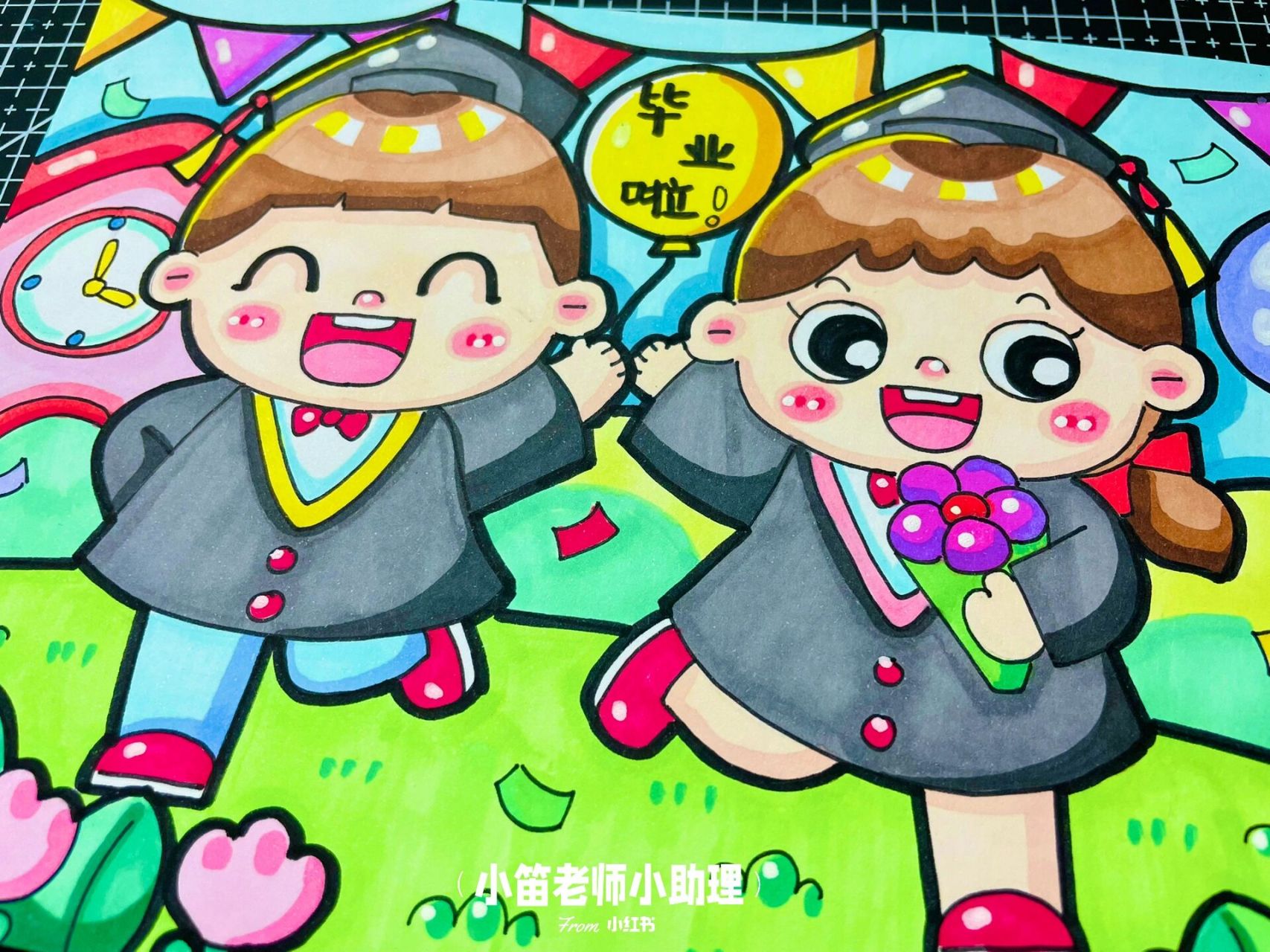 《毕业啦》95幼编主题画|毕业季 毕业典礼,再见幼儿园,难忘的毕业.