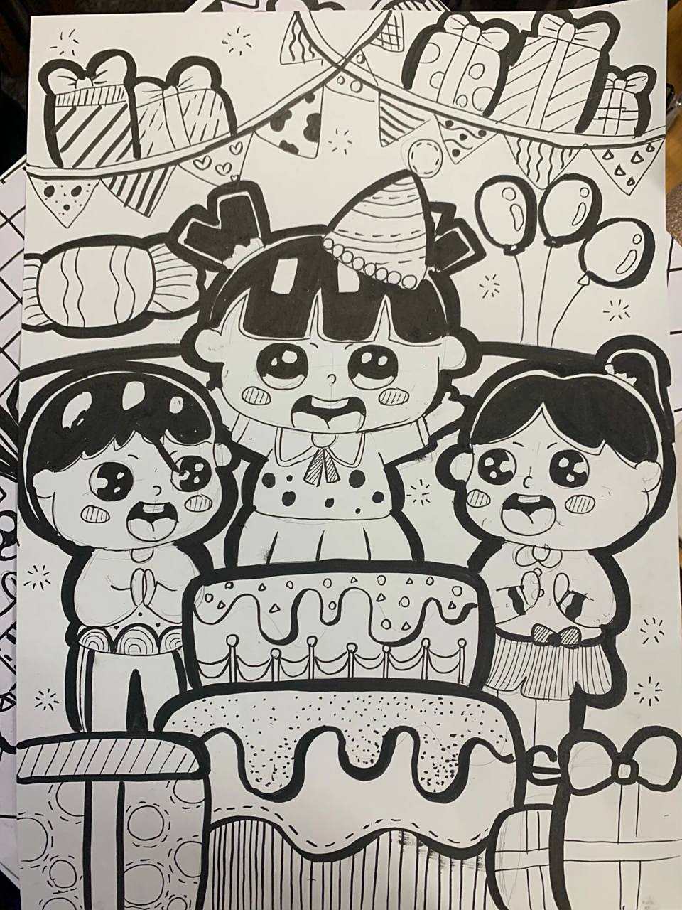 《生日聚会》儿童主题画