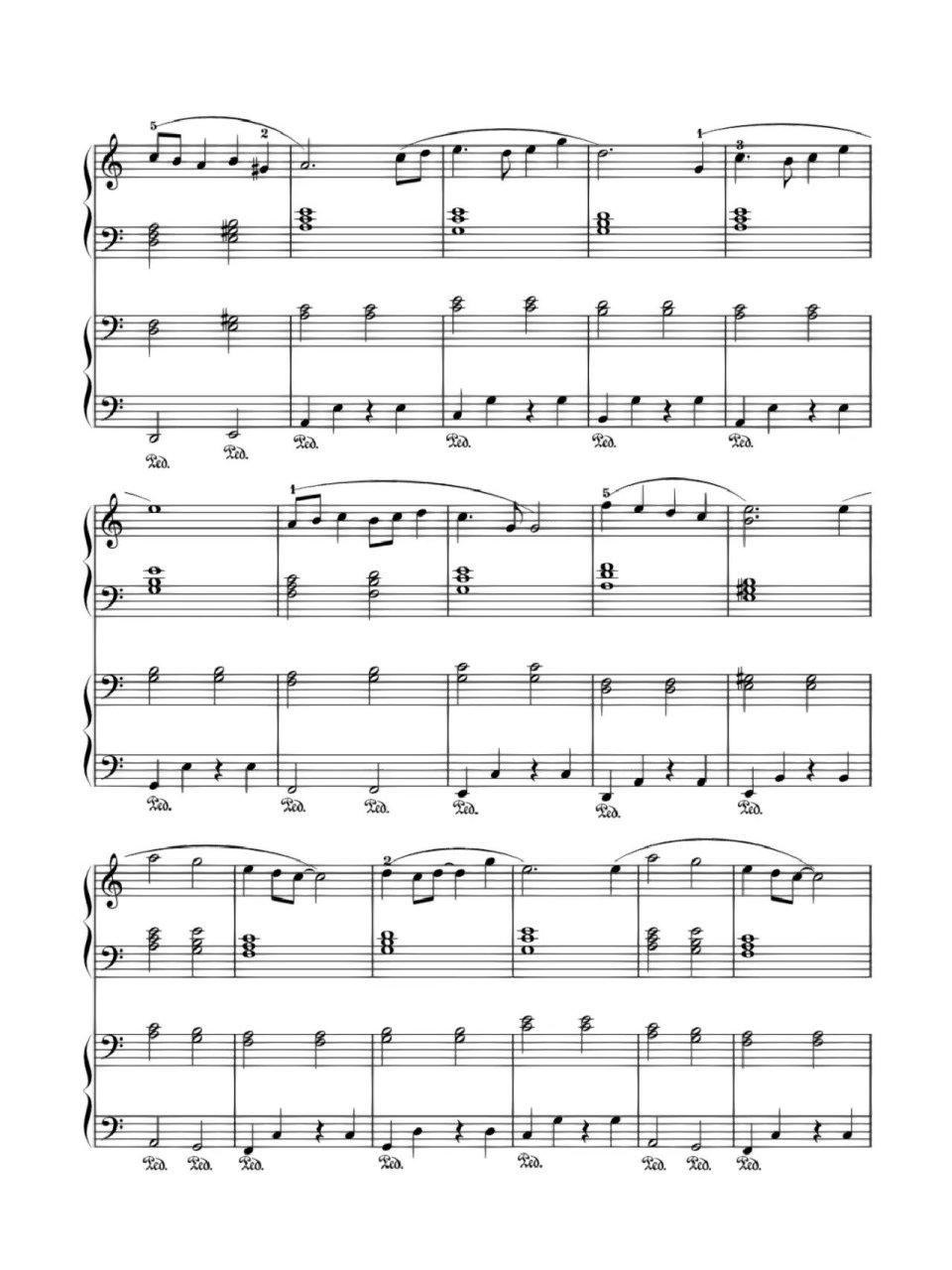 四手联弹|《天空之城》钢琴谱