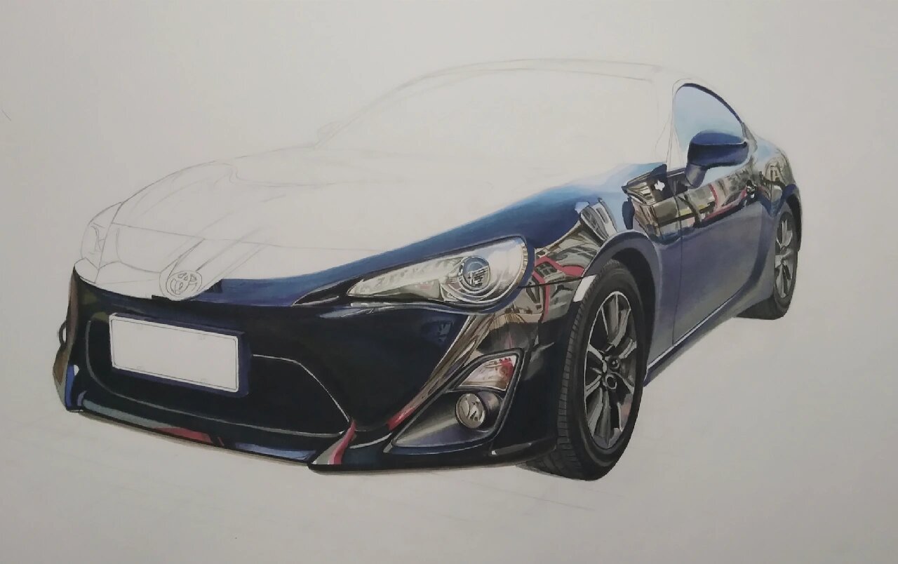 汽车手绘# #灵魂画手# #马克笔# #丰田86# #丰田# #寻找小红书手绘