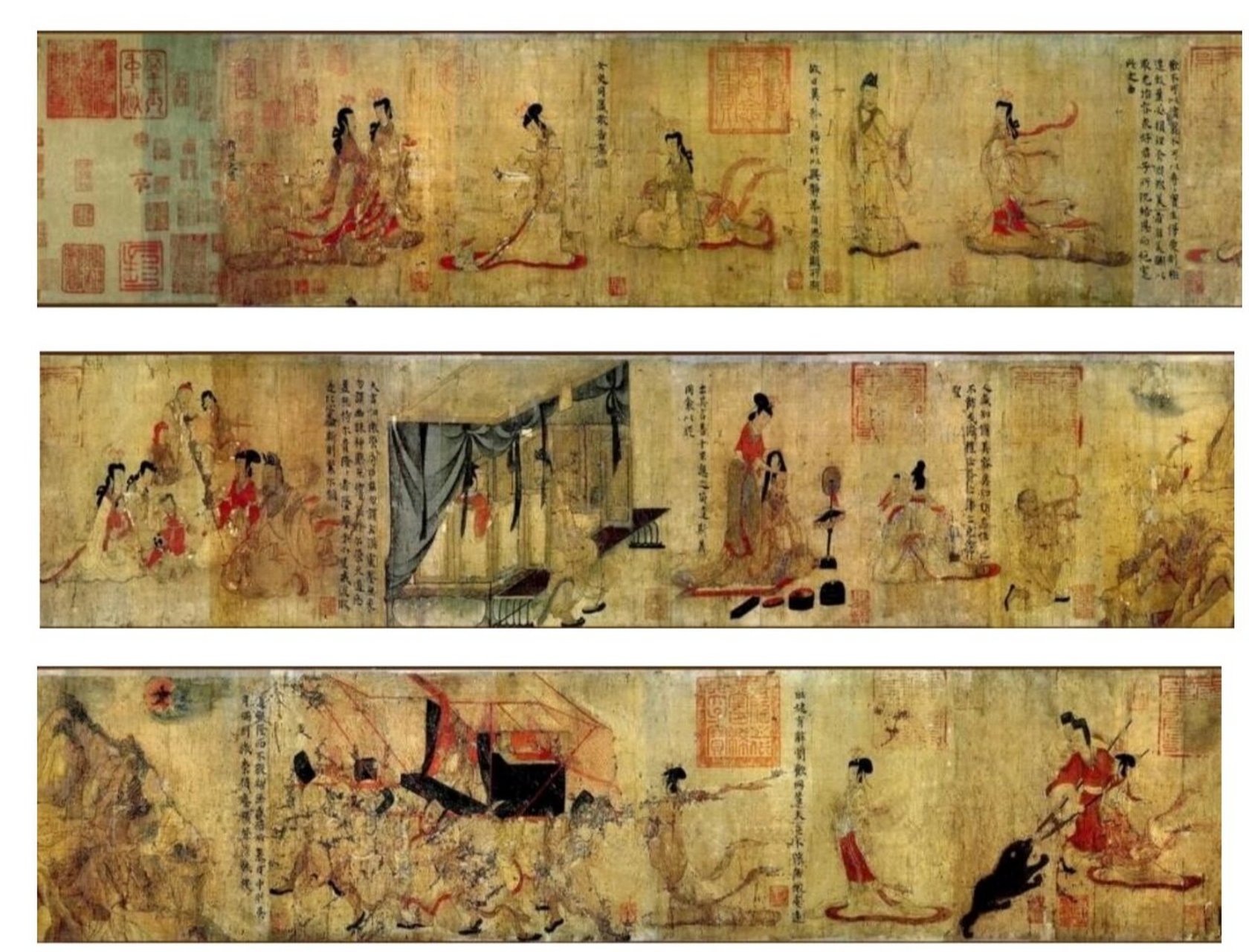 《女史箴图》 【作品背景】《女史箴图》是东晋著名画家顾恺之的绢本
