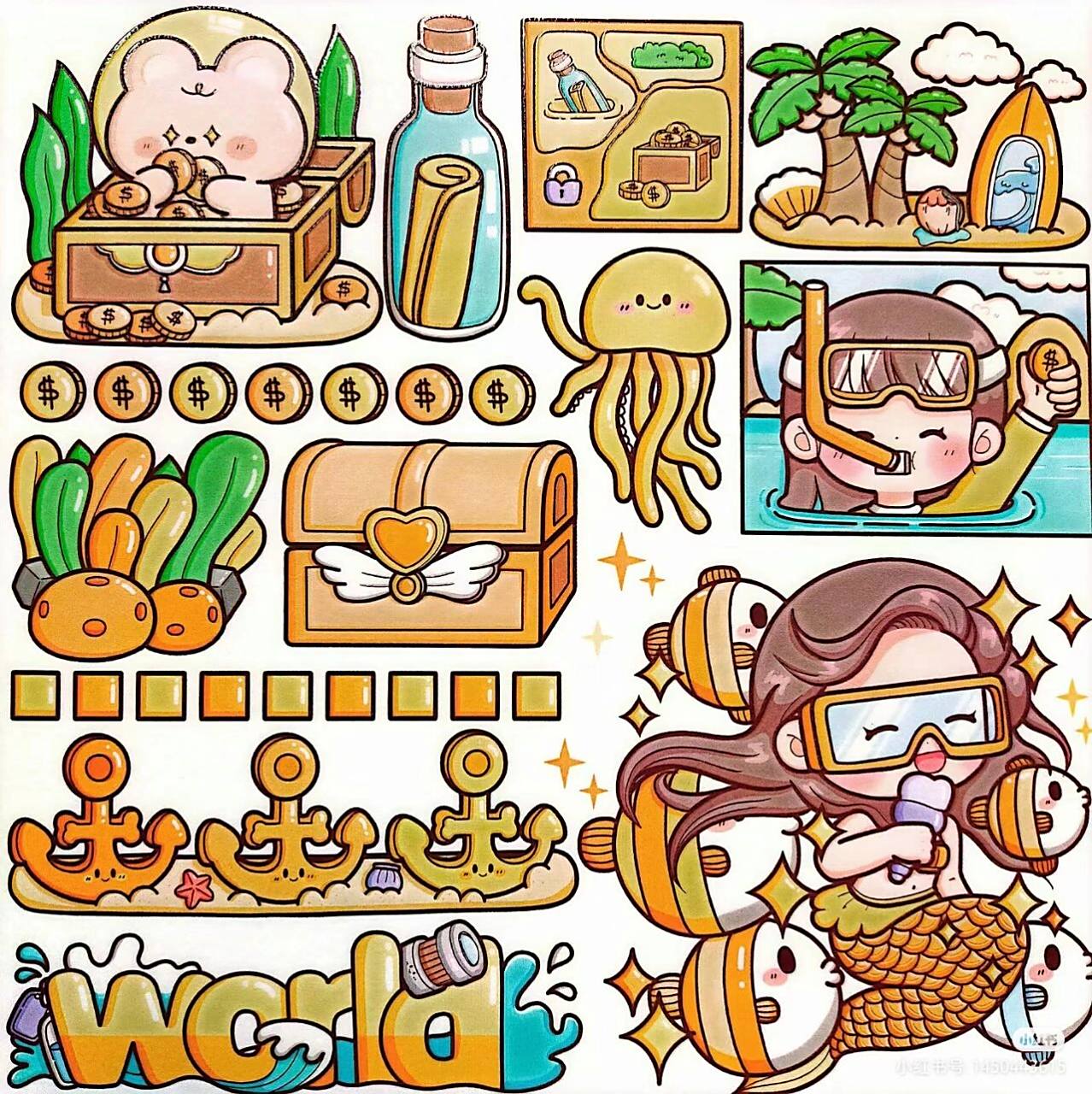 阿布手帐贴纸素材 阿布的方形手帐贴纸素材来了