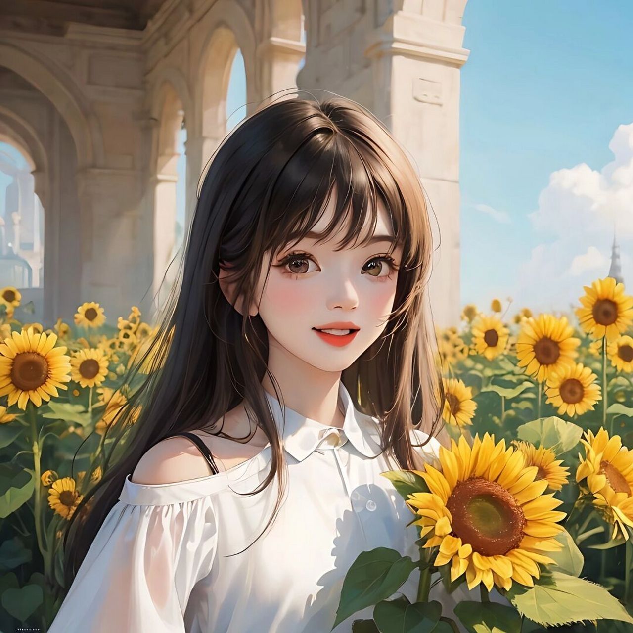 长发向日葵女孩 #好看头像# #好看的女生头像# #美女头像# #女生头像