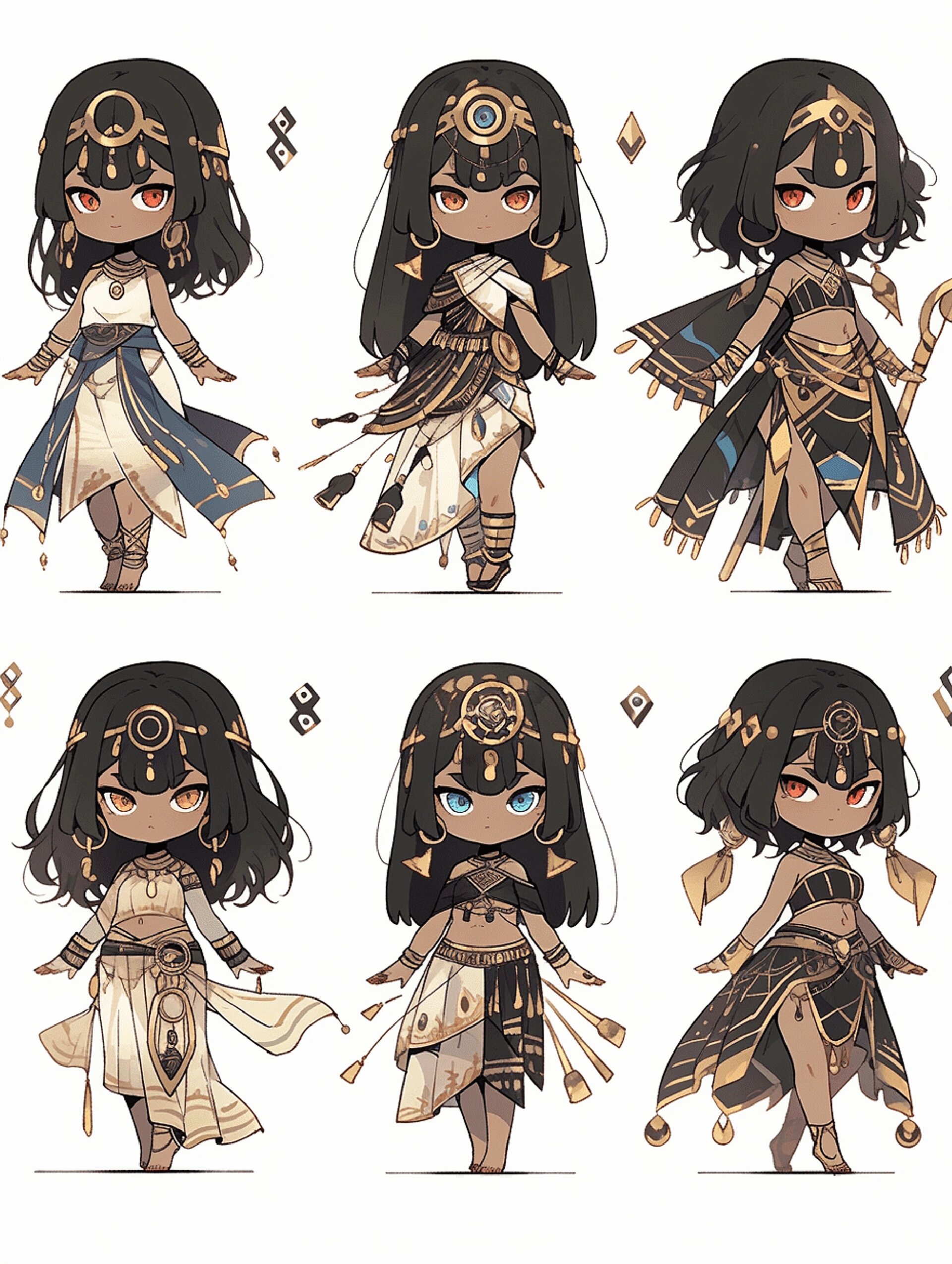 ai角色设计 | 埃及风q版人设