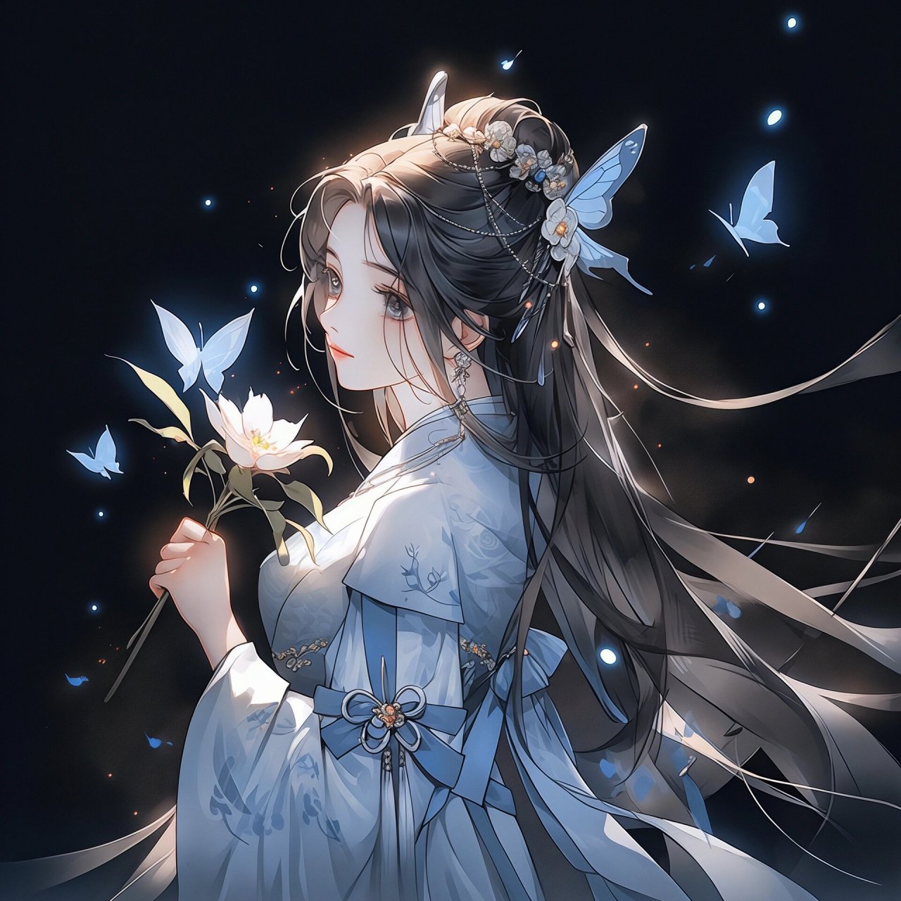 蓝色系古风女生头像,真的太好看了吧!
