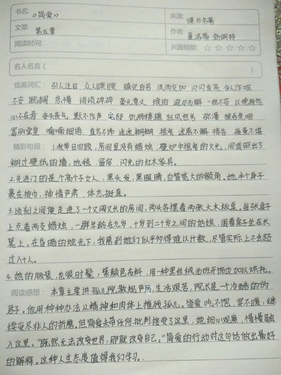 《简爱》读书笔记 第五章