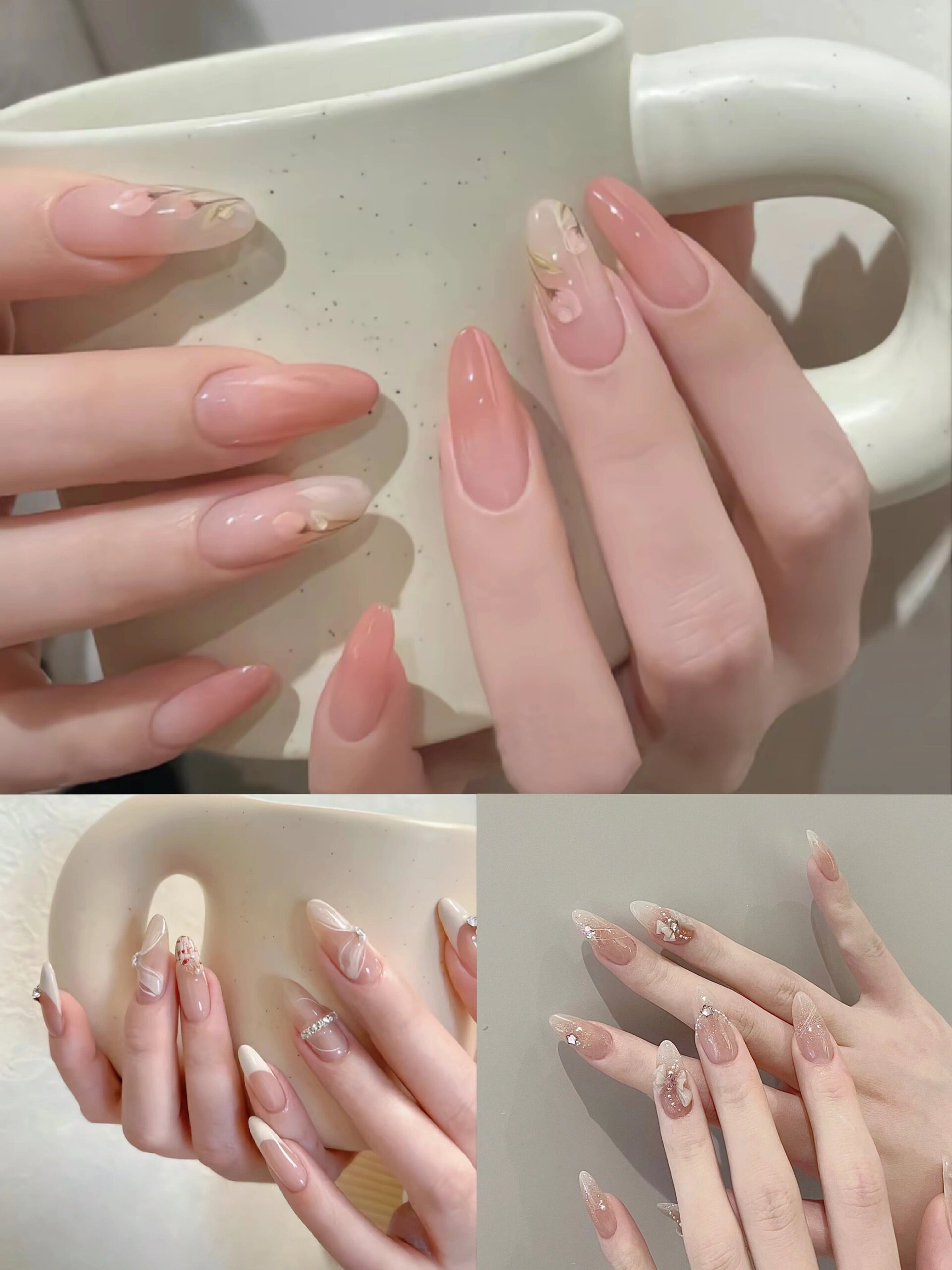 裸色极简杏仁美甲97高级简约气质温柔01