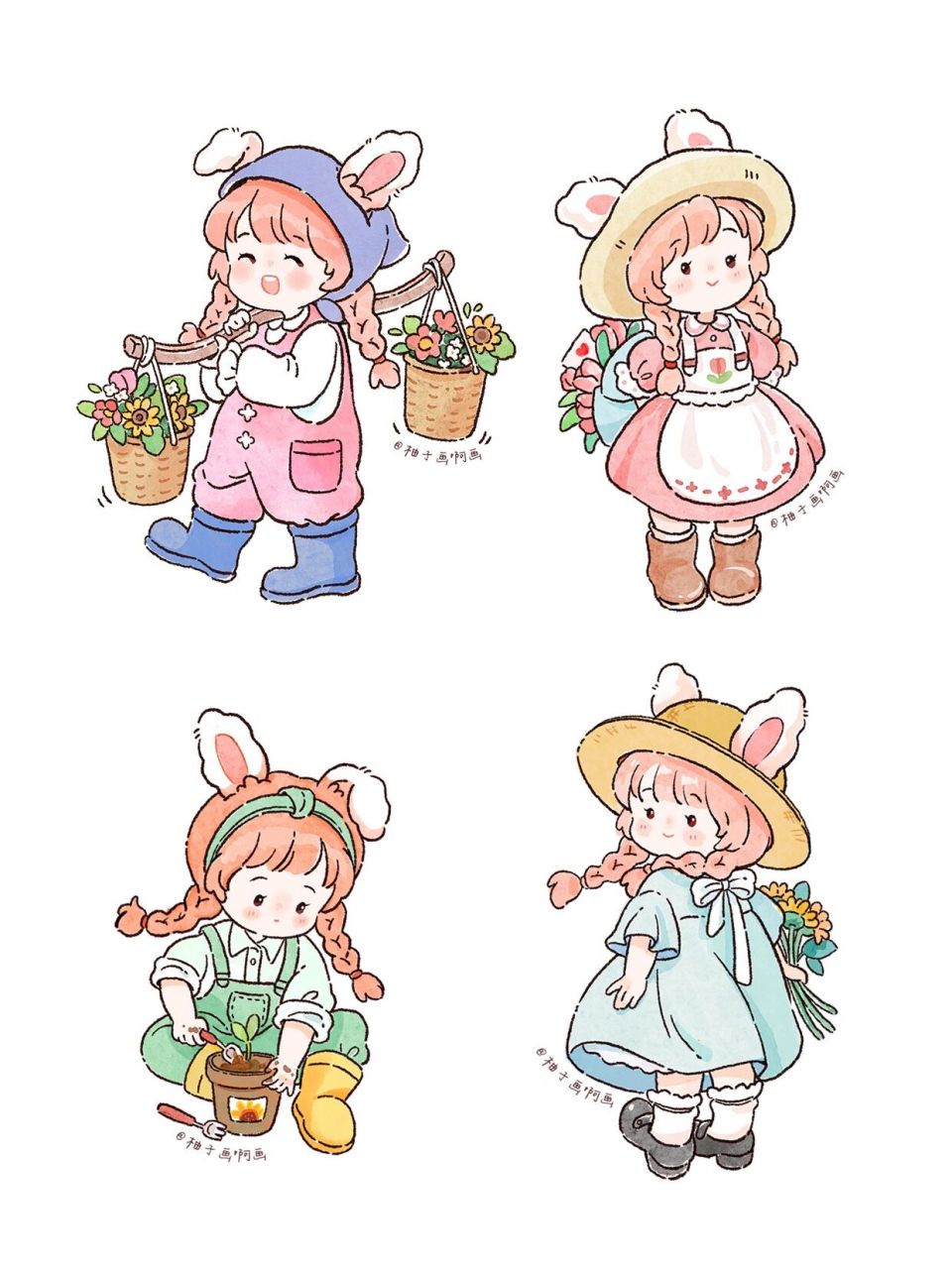 q版3头身|小兔拟人 99画小女孩好快乐哦