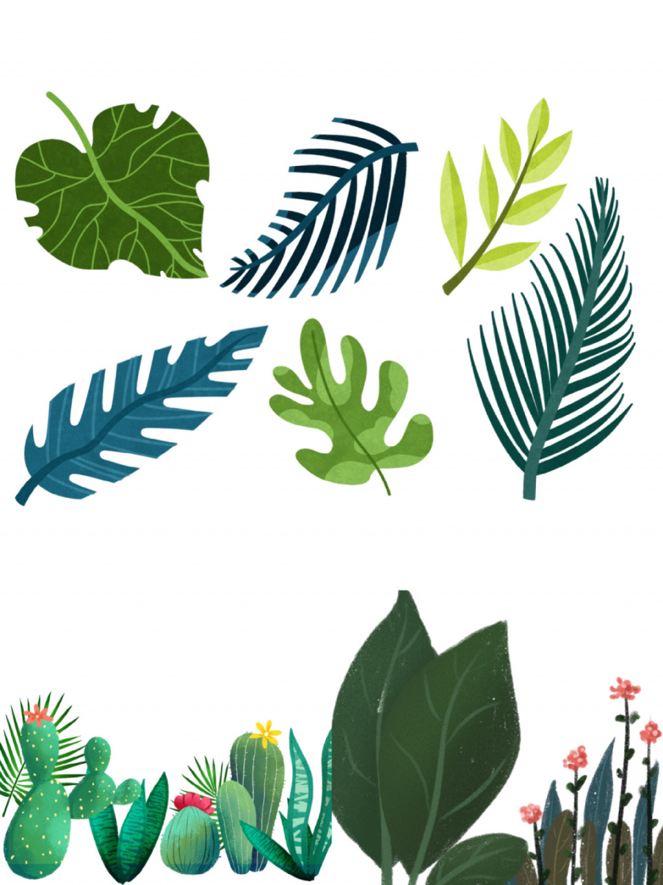 免抠png|卡通插画类花草植物素材 今天分享一波卡通插画类花草植物png