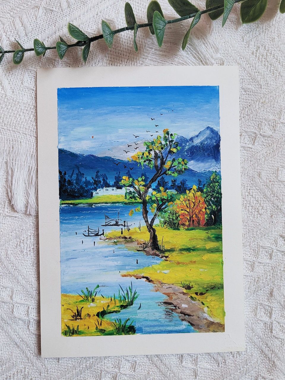 油画棒|风景画(附教程 色号 细节图)  浅浅更新一下,认真生活的人最棒