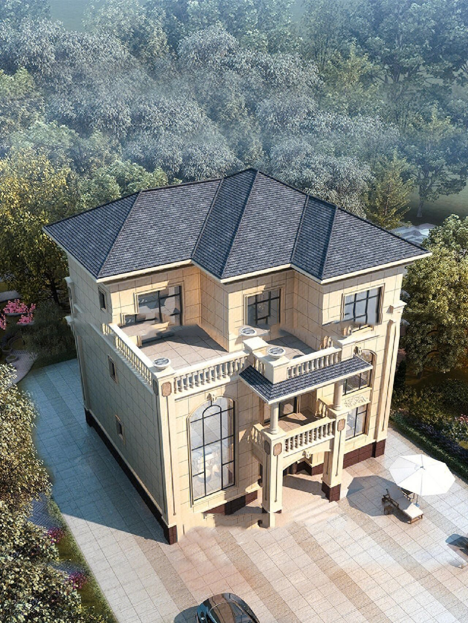 带电梯三层欧式农村自建房别墅  百年不过时 今天给大家推荐一款三层