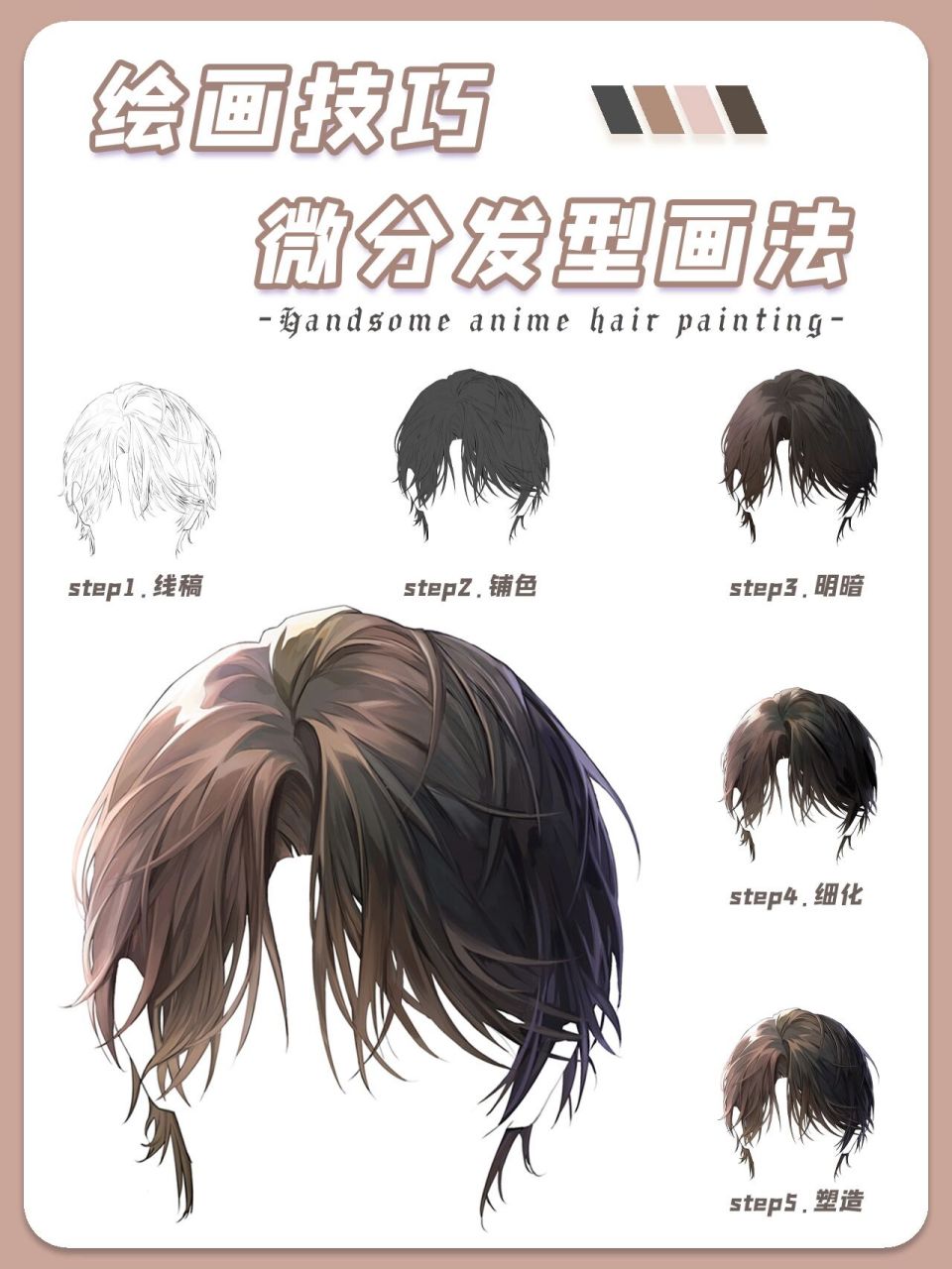帅气的微分头发画法教程来啦99 又一款男生发型解锁啦,赶紧学起来宝