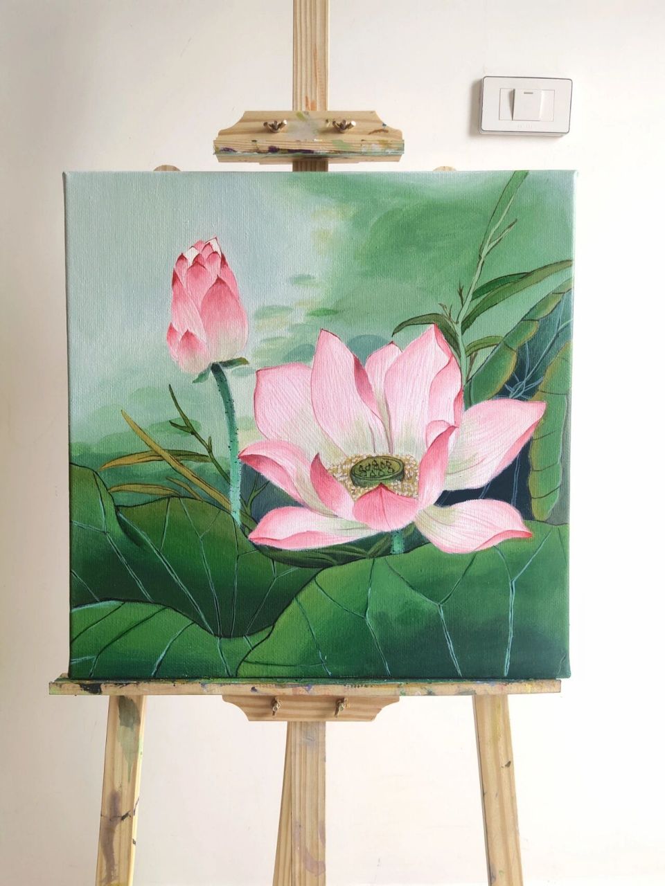 油画荷花    出淤泥而不染,濯清涟而不妖.