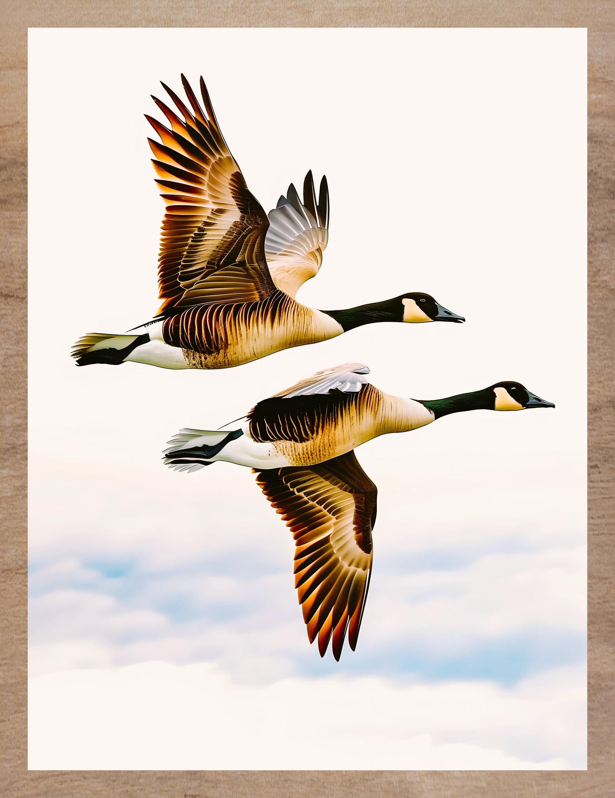 双飞雁影比翼翱翔绘素材