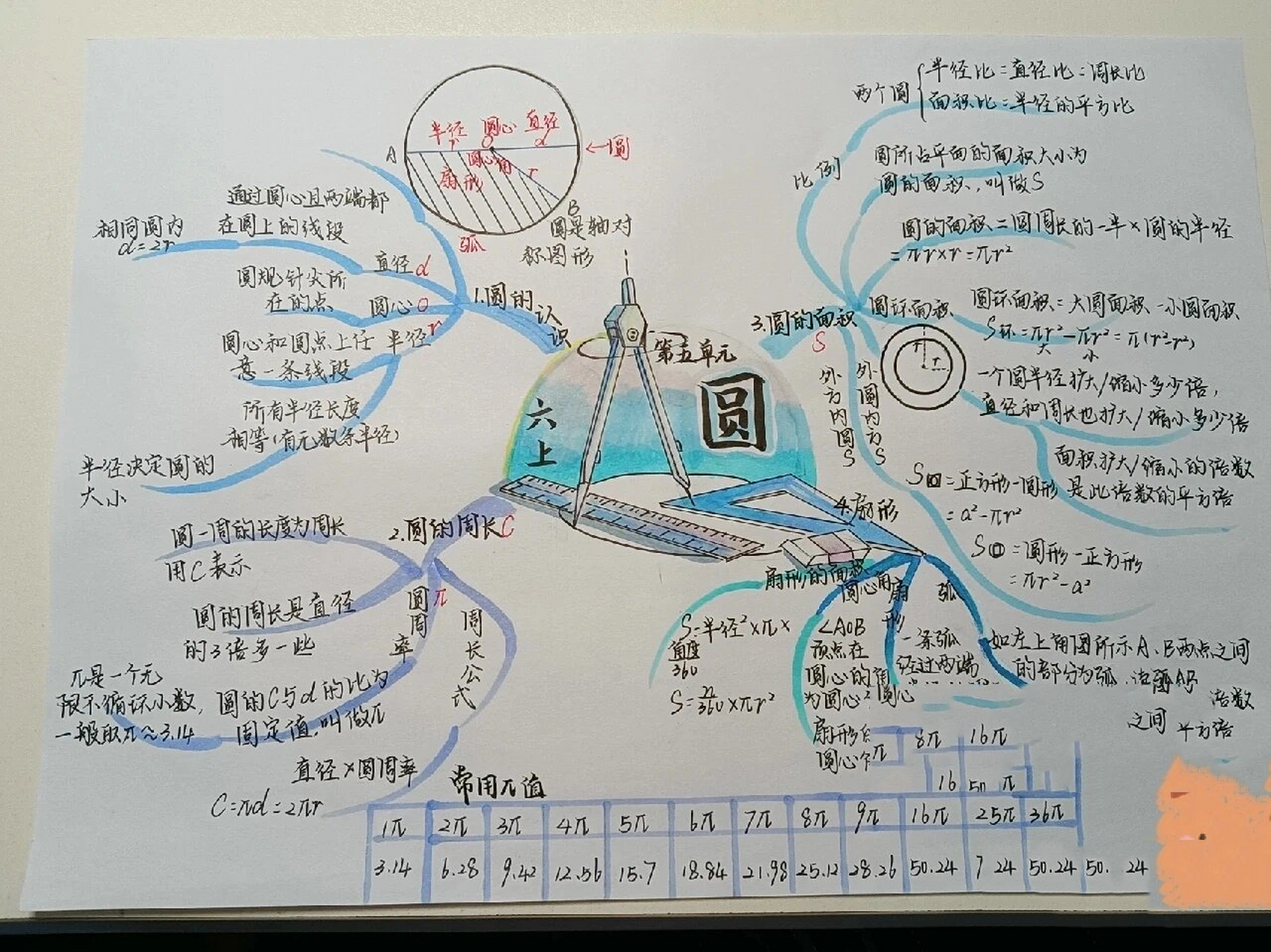 《圆》思维导图