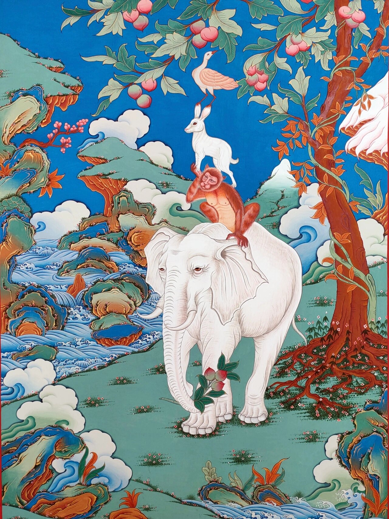 西藏唐卡:和睦四瑞图