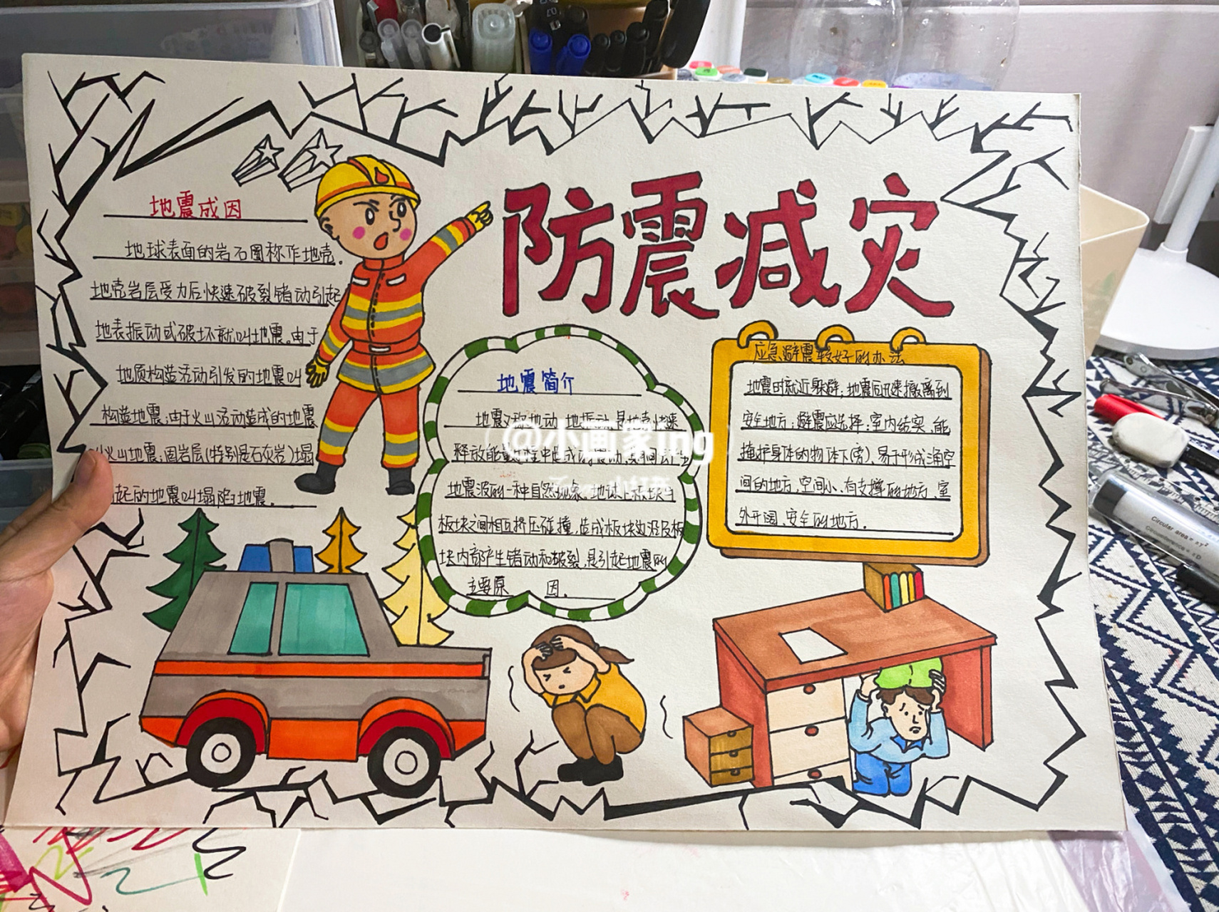 防震减灾手抄报步骤内容文案 手抄报100幅打卡:20/1007115 防震