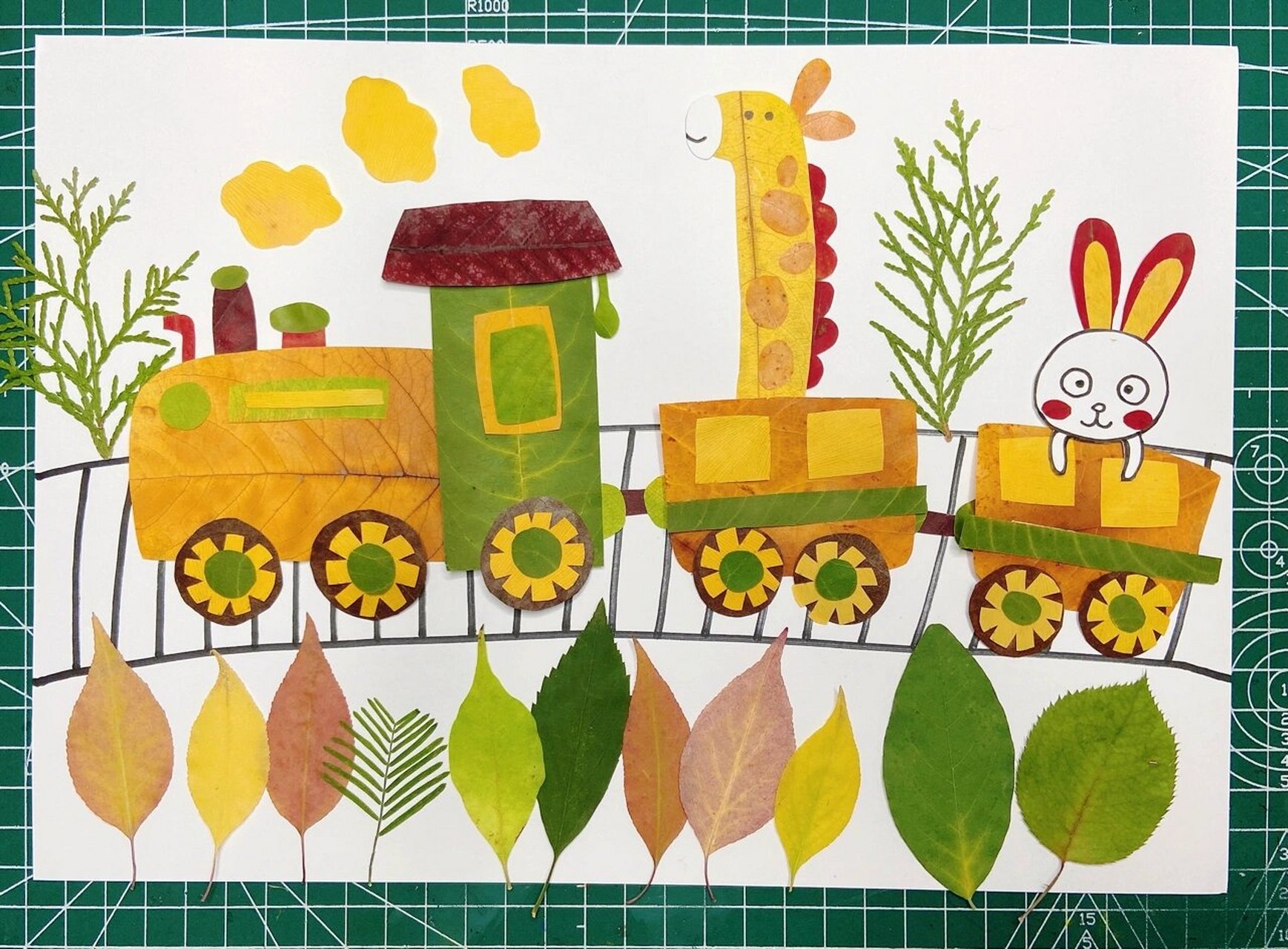 树叶画树叶贴画～章鱼99