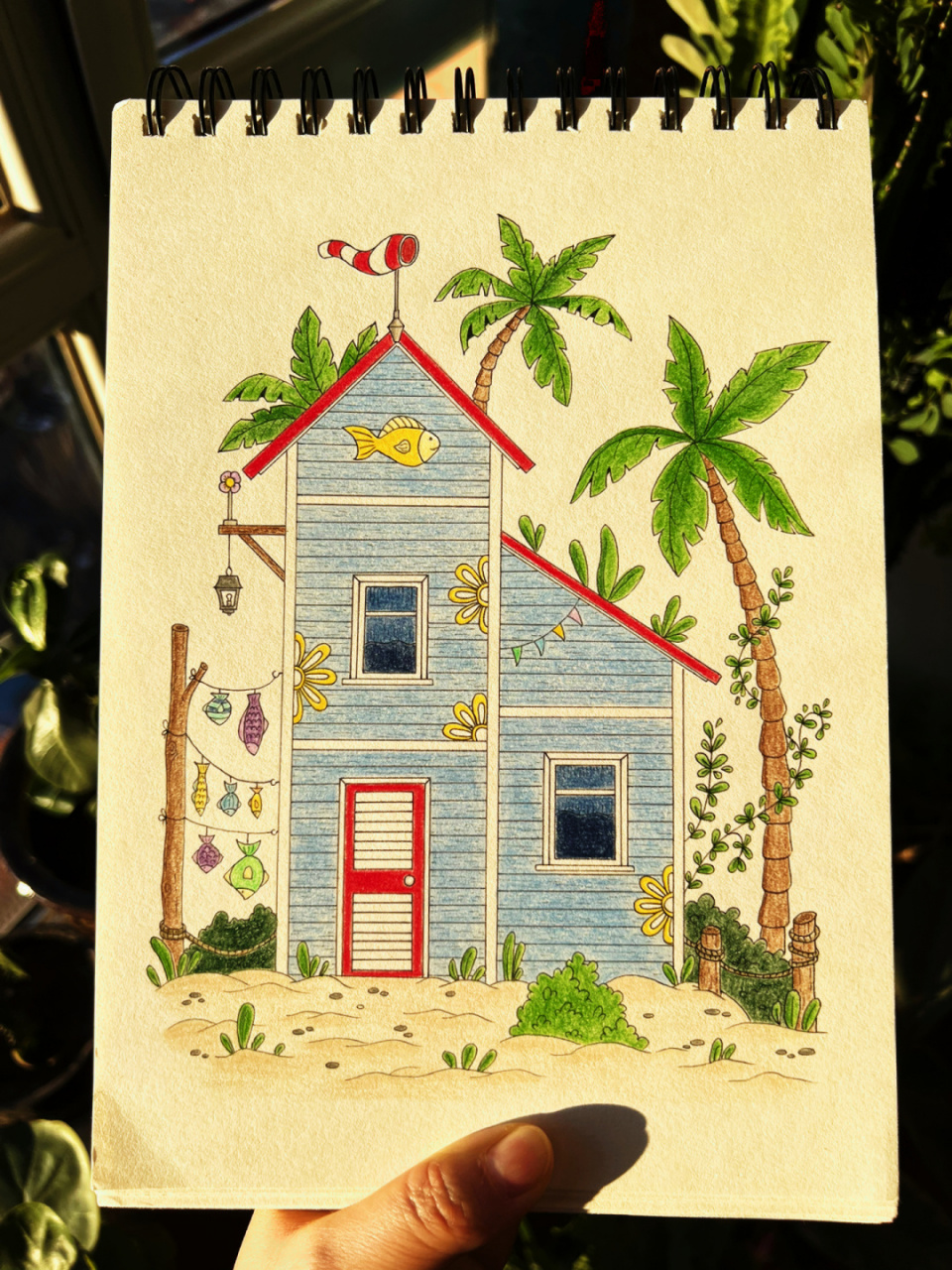 渔村小屋(彩铅画.